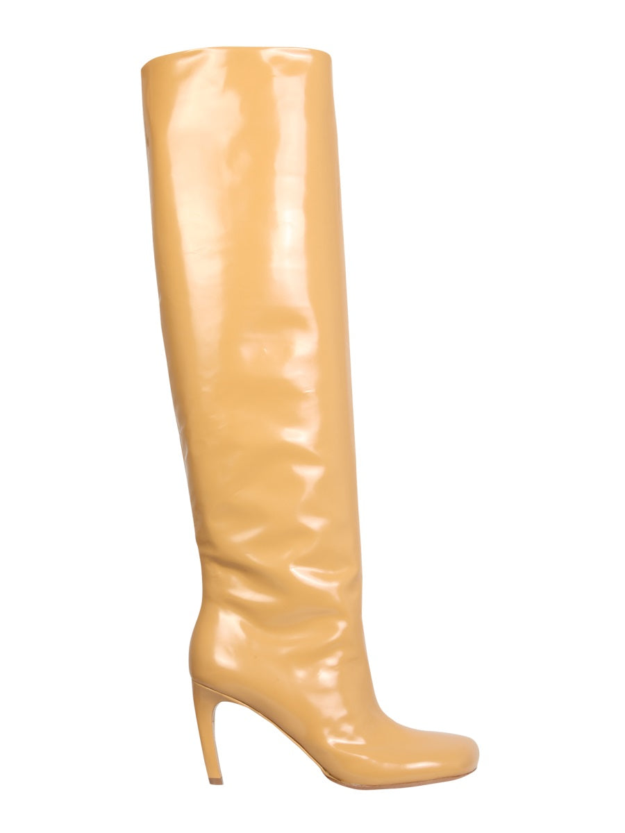 Brown Calf Leather High Boots With 8 Cm Heel