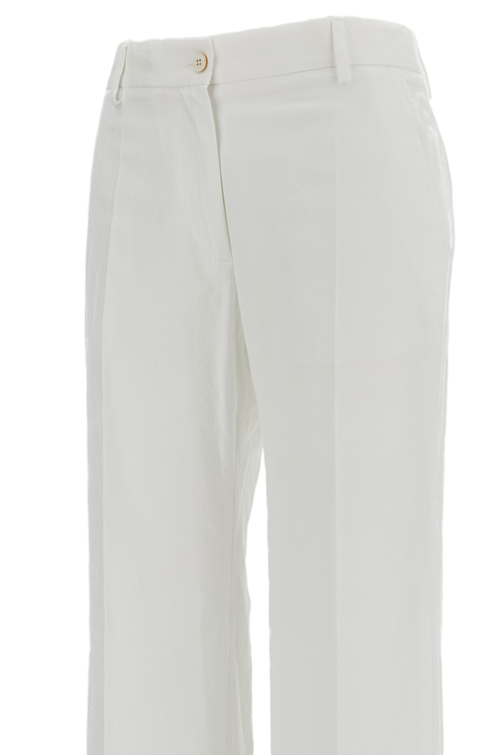 Wide-Leg Cotton Trousers with Concealed Closure