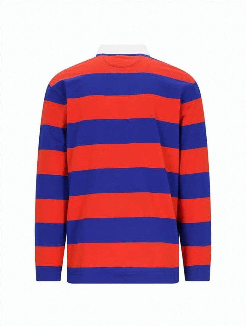 Long-Sleeve Striped Polo Shirt with Classic Collar