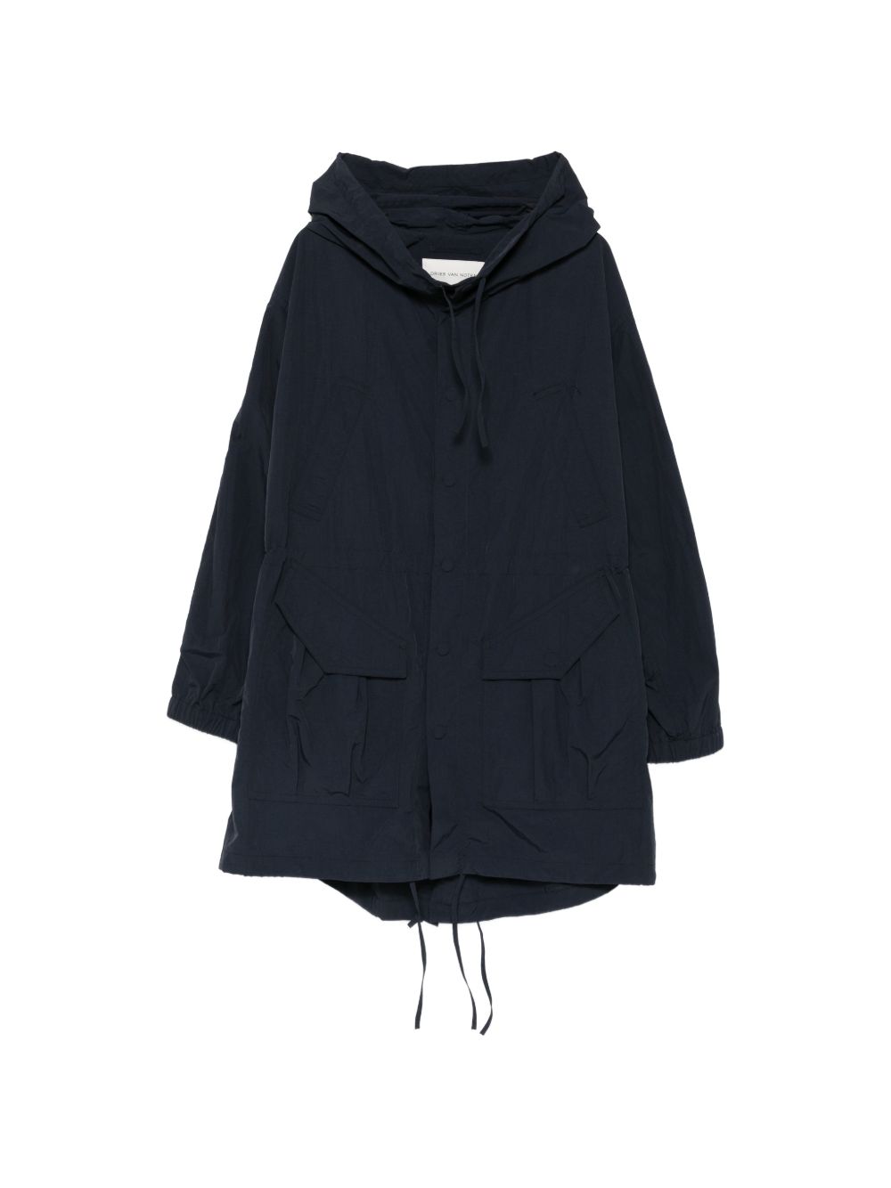 Blue Hooded Drawstring Flap Pocket Jacket