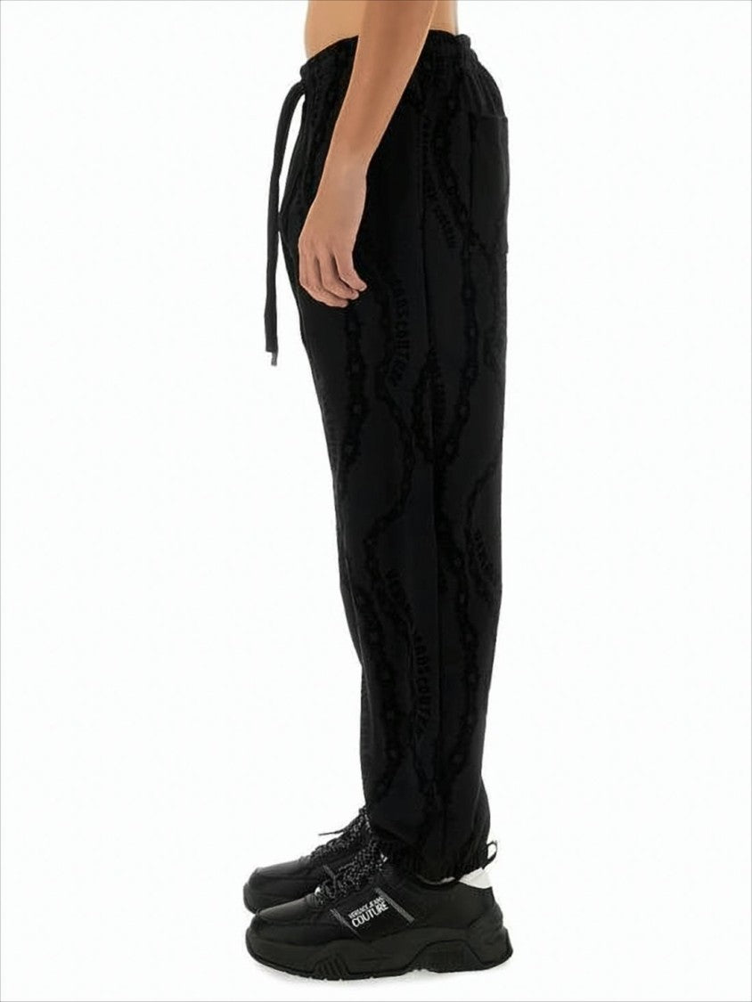 Black Jogger Pants with Textured Pattern