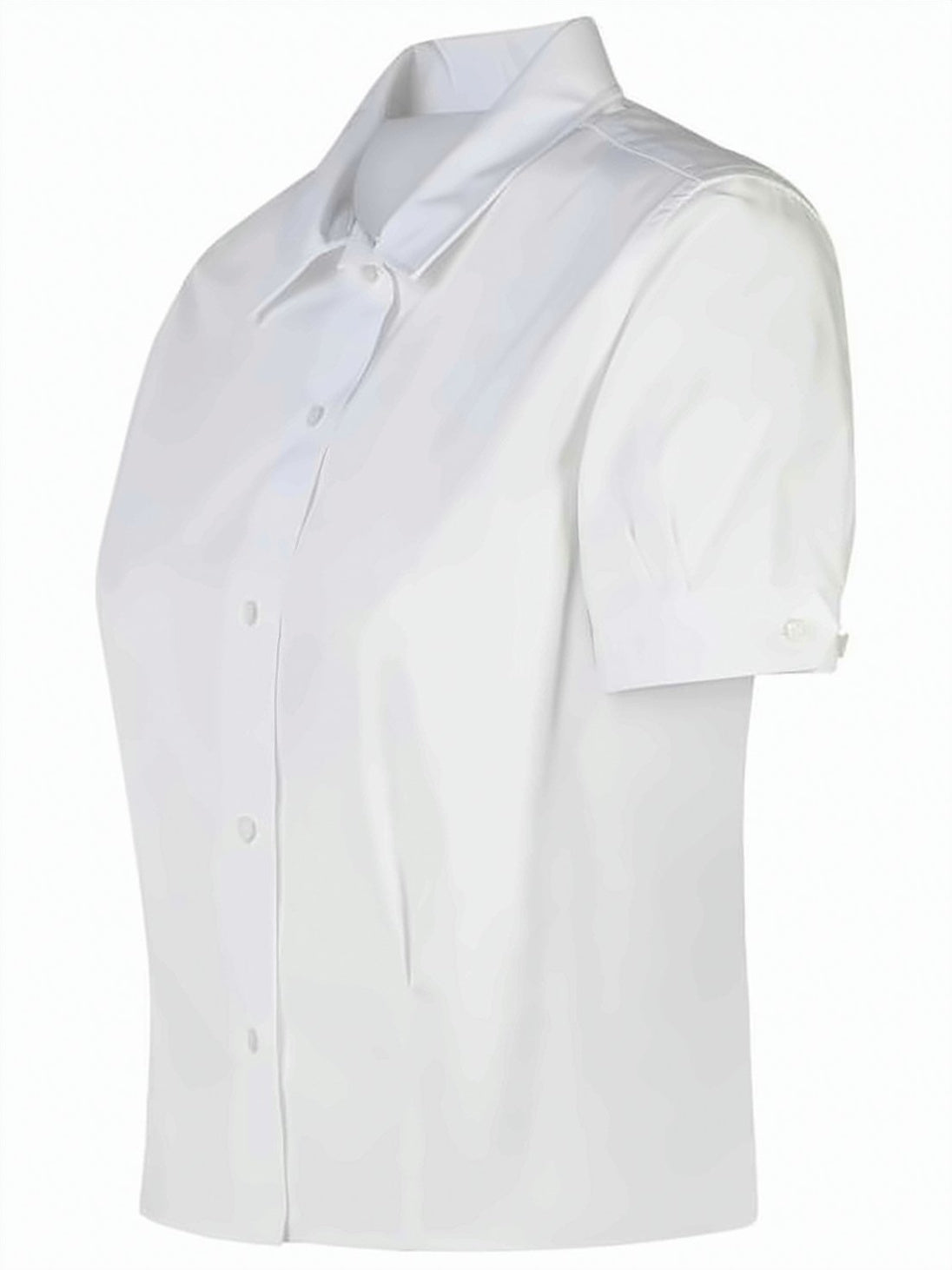 Short-Sleeved White Blouse with Classic Collar