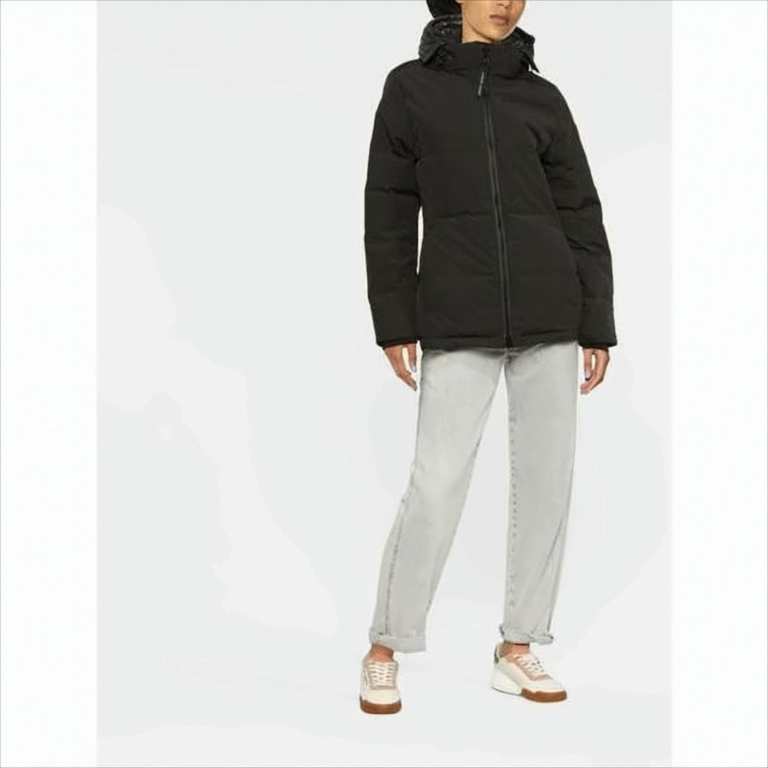 Quilted Black Down Jacket with Hood