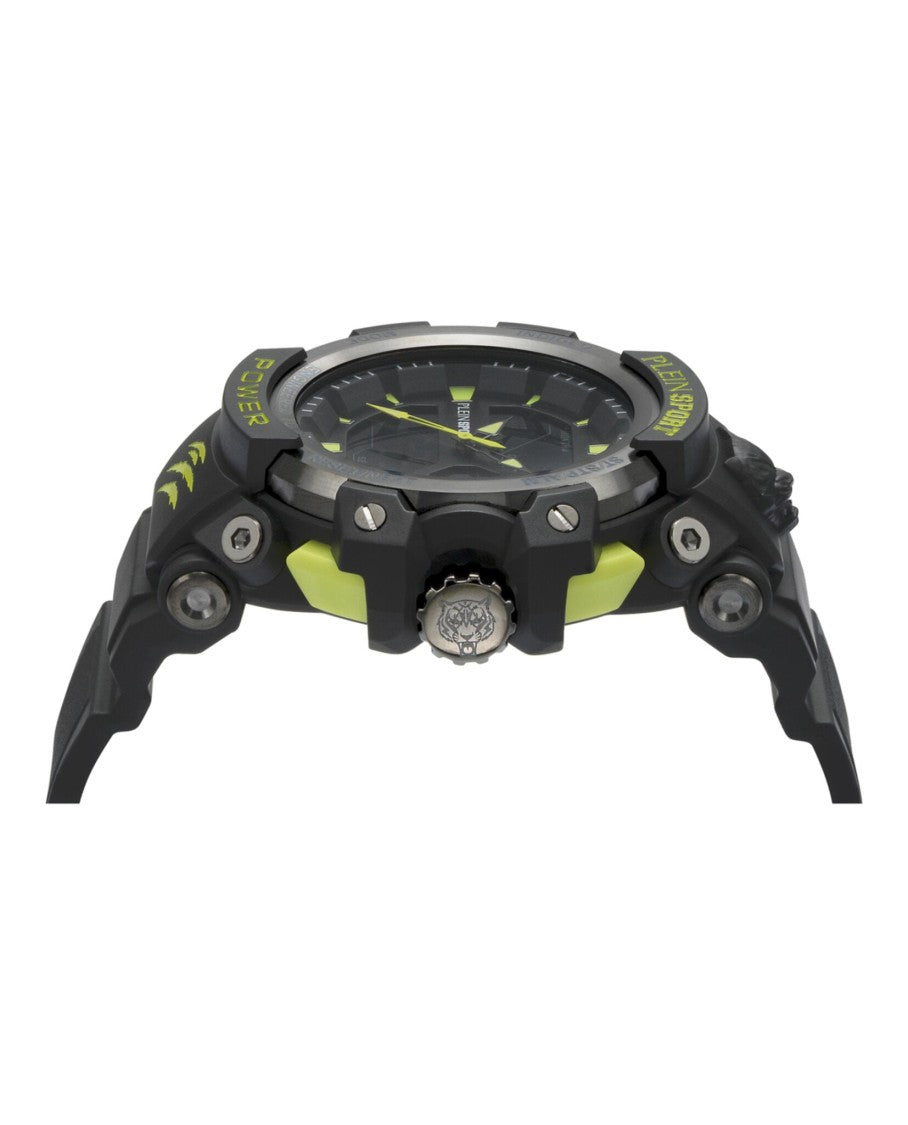 Robust 50Mm Digital Watch With Black Silicone Strap