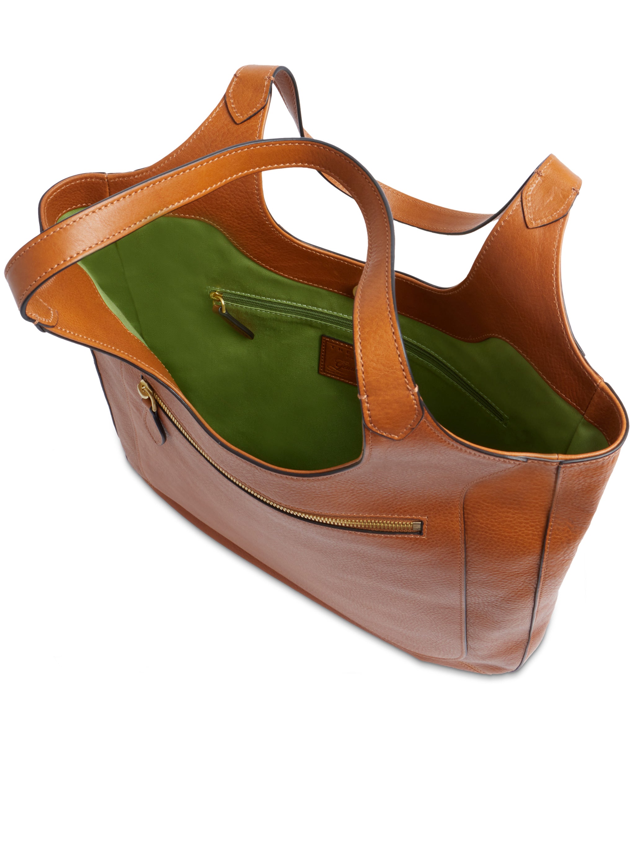 Spacious Leather Tote Bag with Gold-tone Zipper