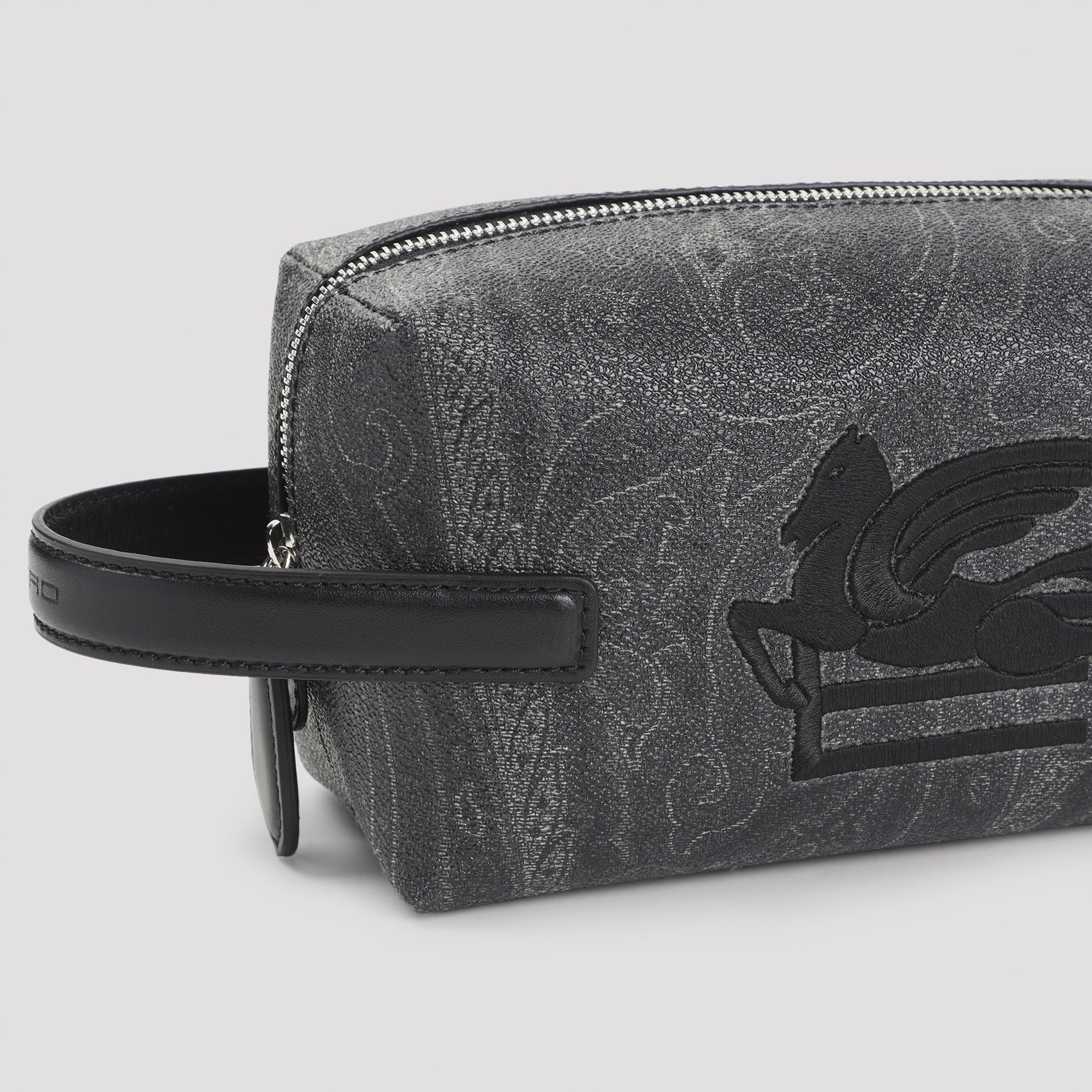 Rectangular Grey Cotton Blend Clutch with Paisley Pattern