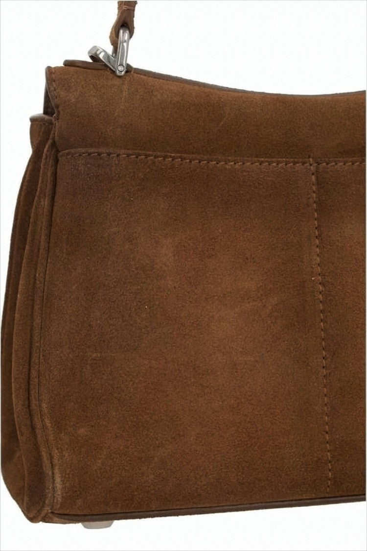 Medium Suede Crossbody Bag with Lambskin Lining