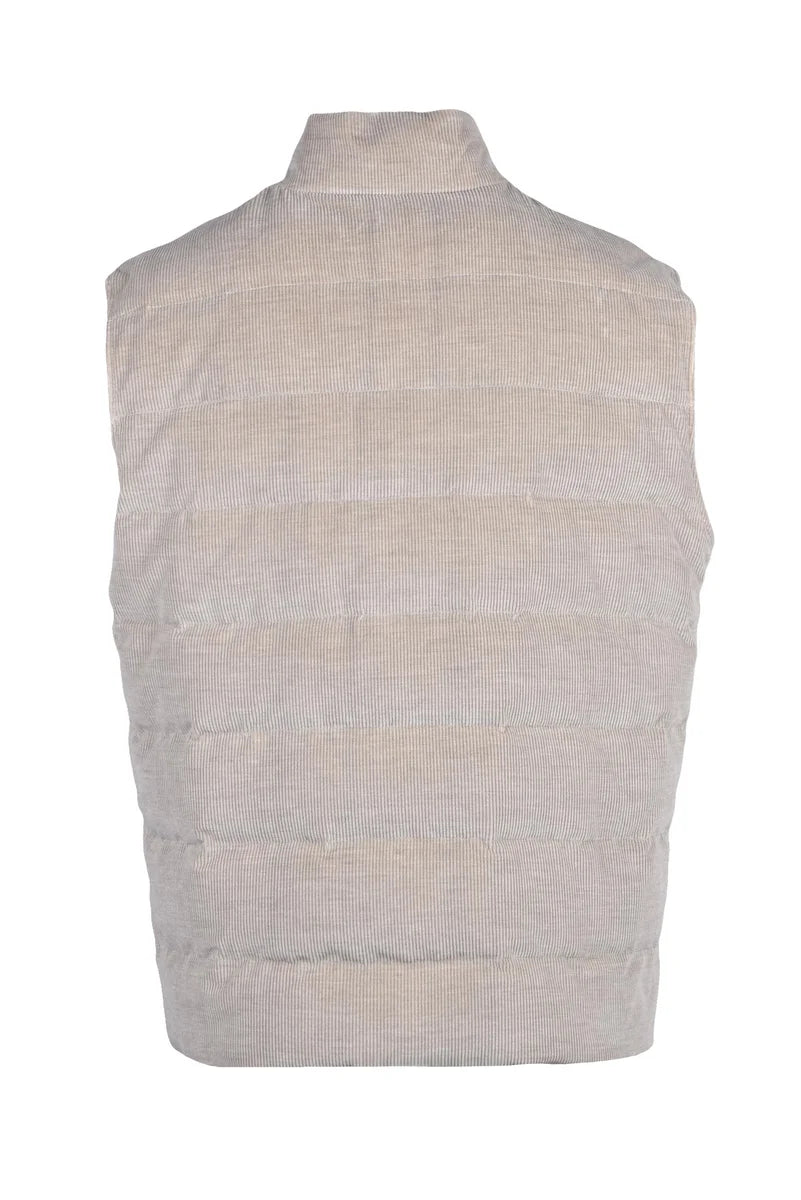 Velvet Puffer Vest - Beige