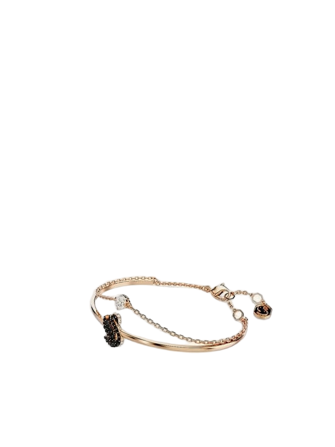 Delicate Rose Gold Bracelet with Black Swan