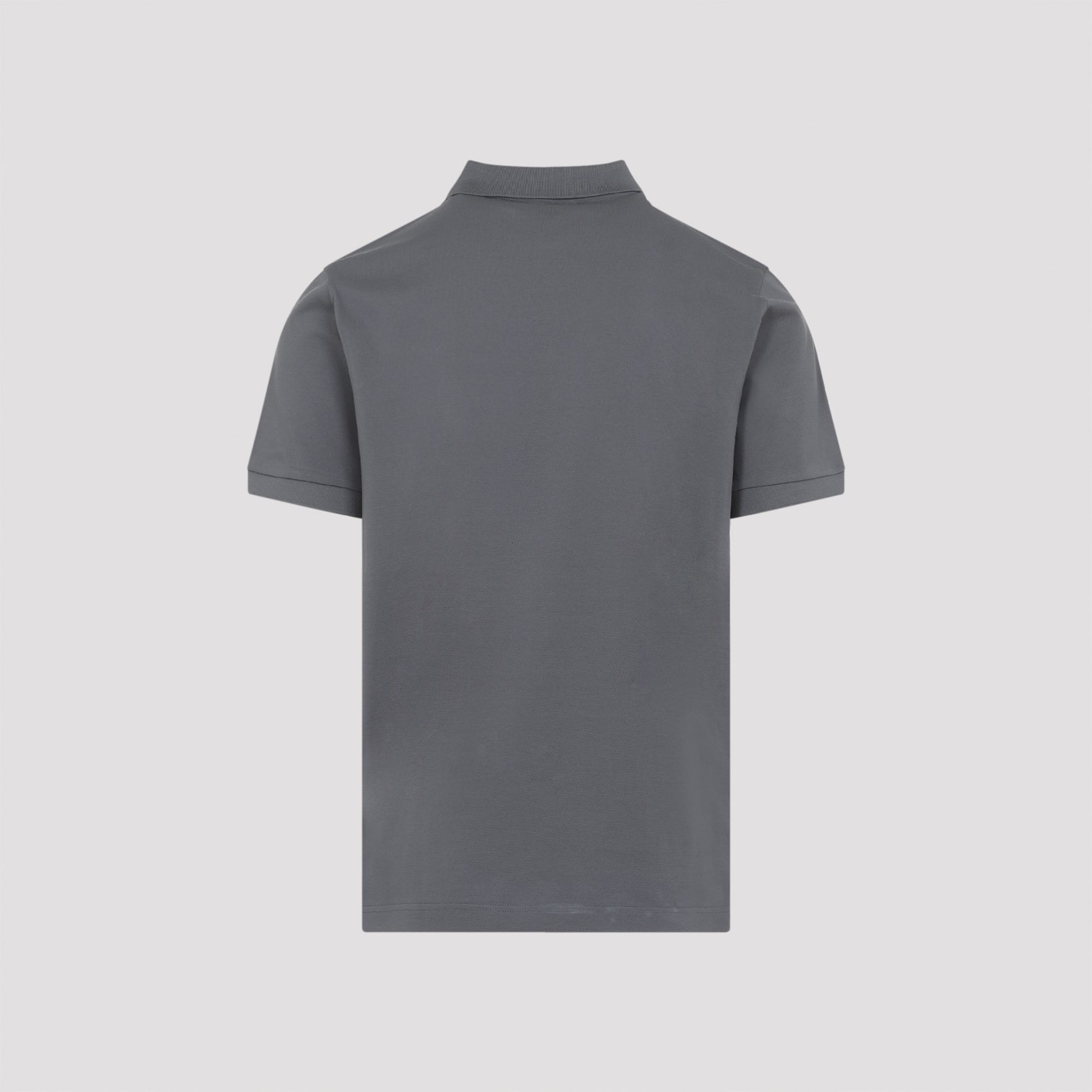 Grey Cotton Polo Shirt with Classic Collar
