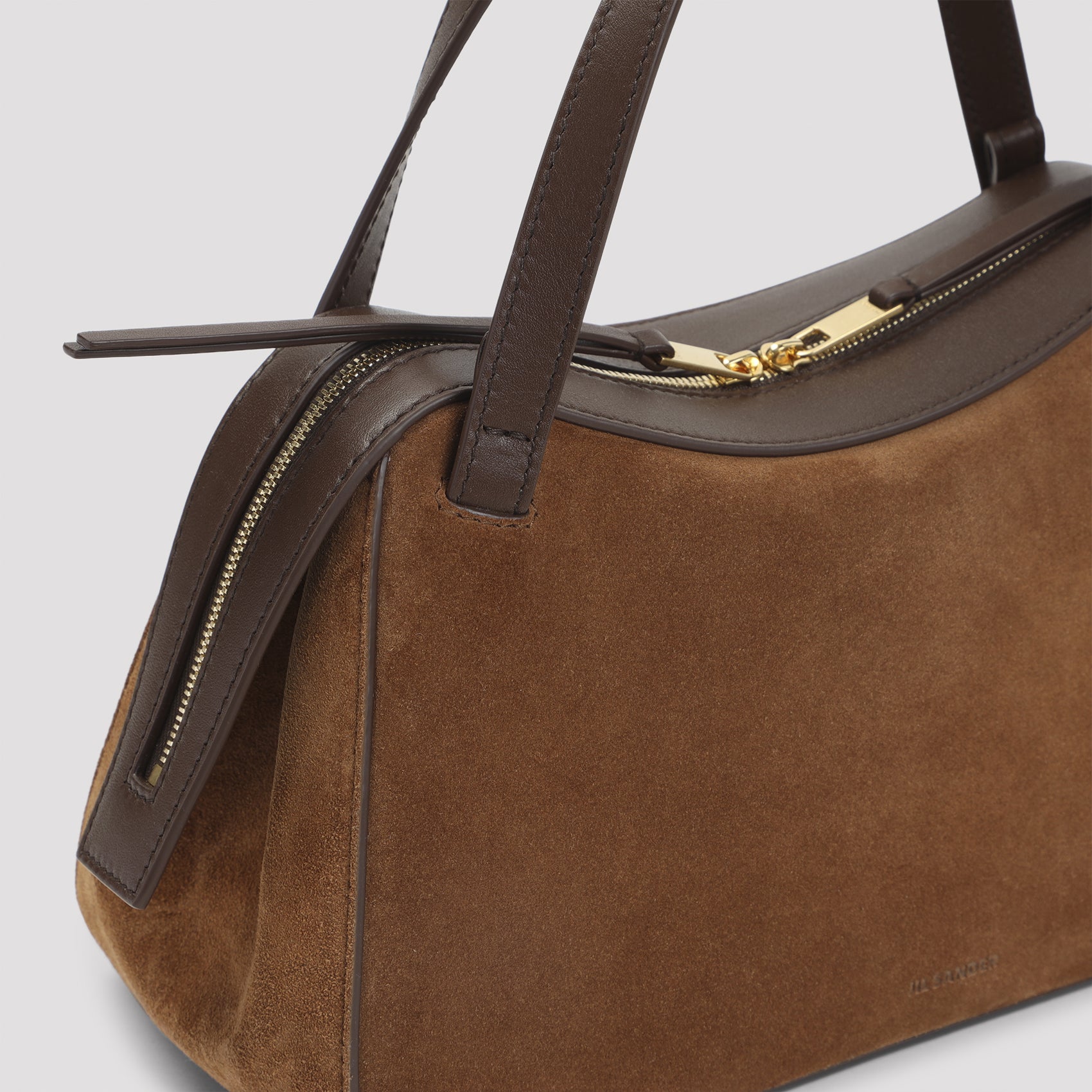 Structured Suede and Calf Leather Shoulder Bag