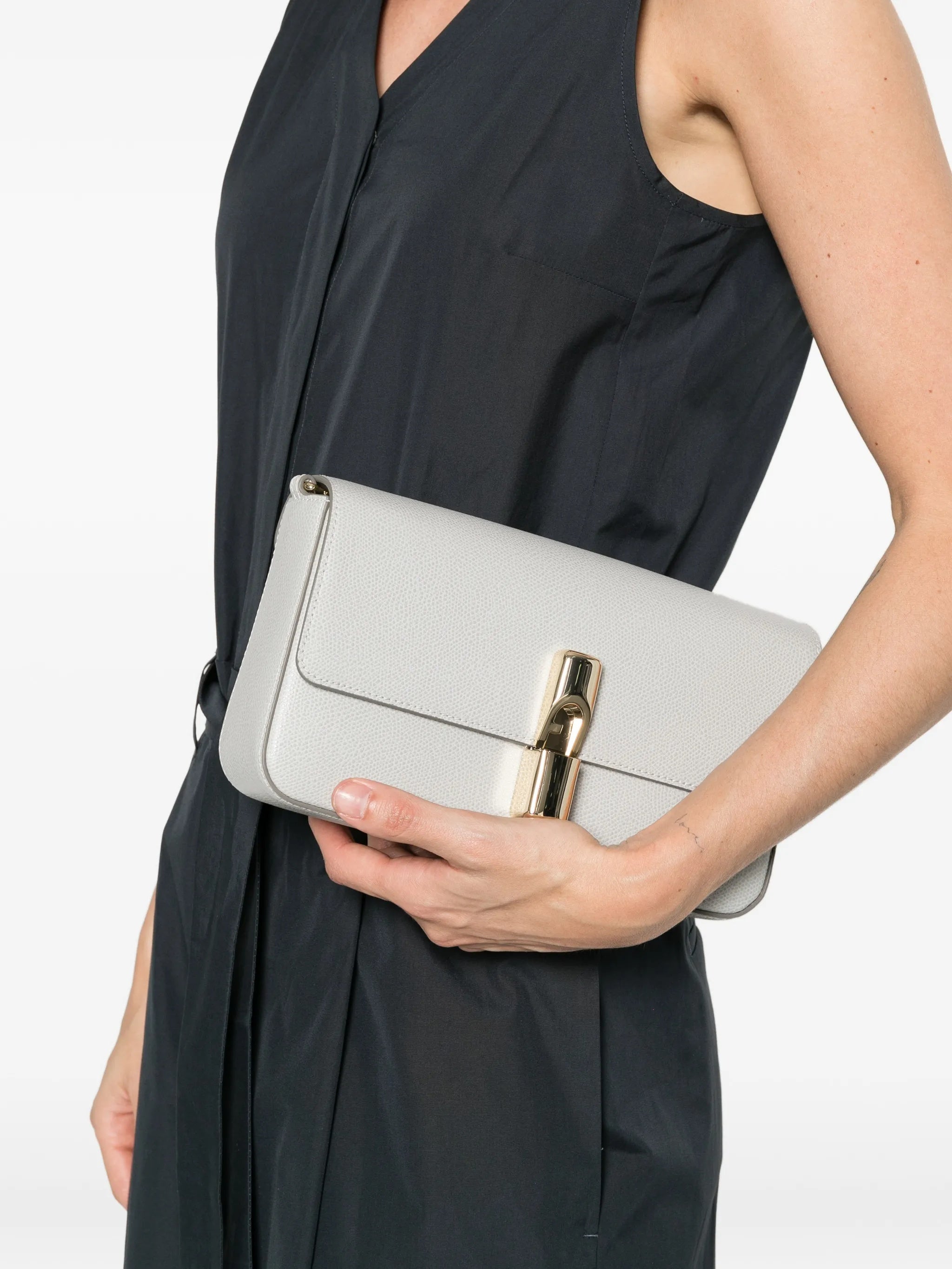 Iride S Textured Leather Gold Clasp Clutch