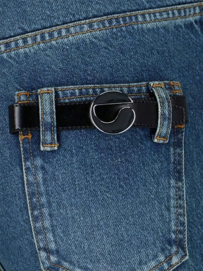 High-Waist Denim Pants with Flared Leg