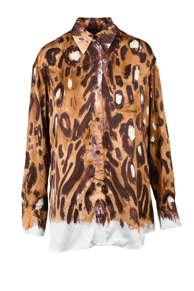 Viscose Overshirt - Brown/Beige