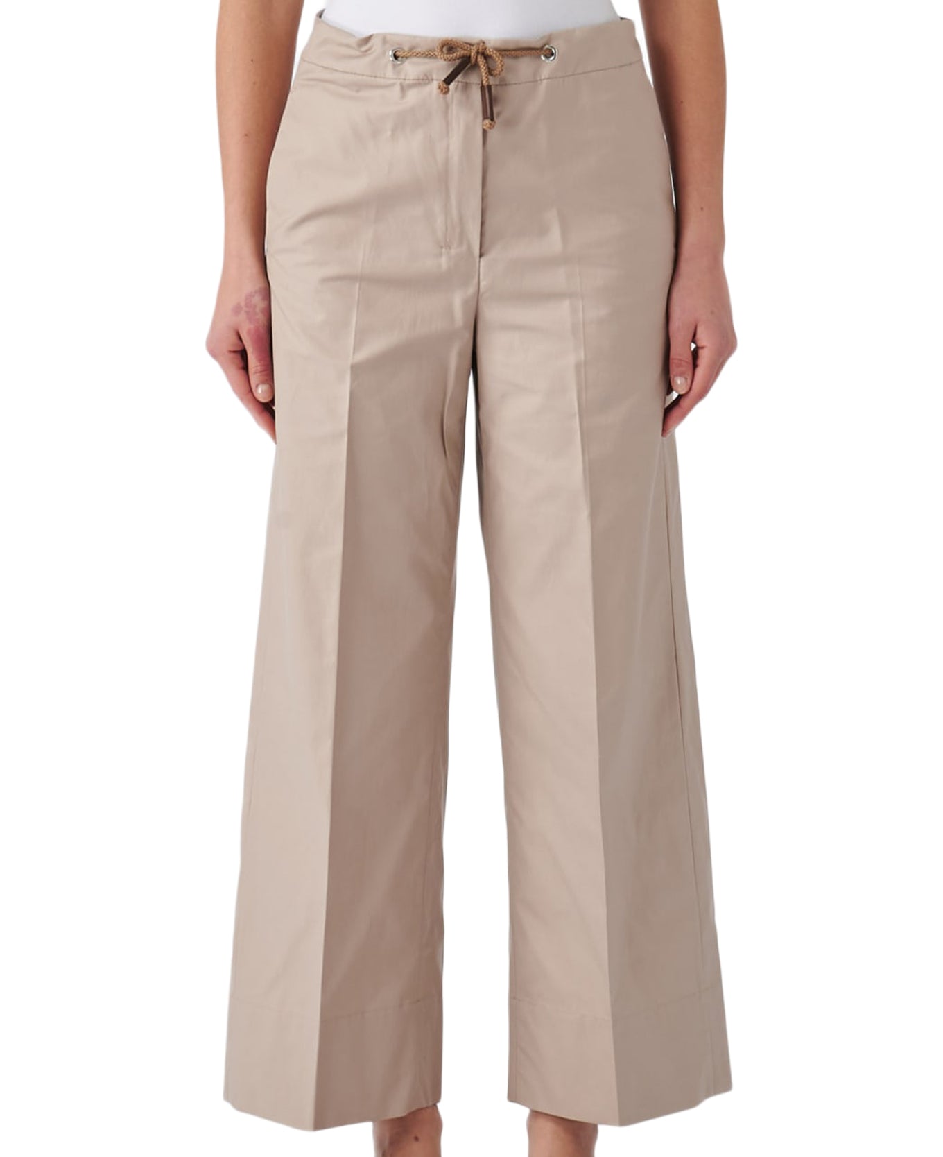 Relaxed Fit Straight-Leg Pants with Drawstring Closure