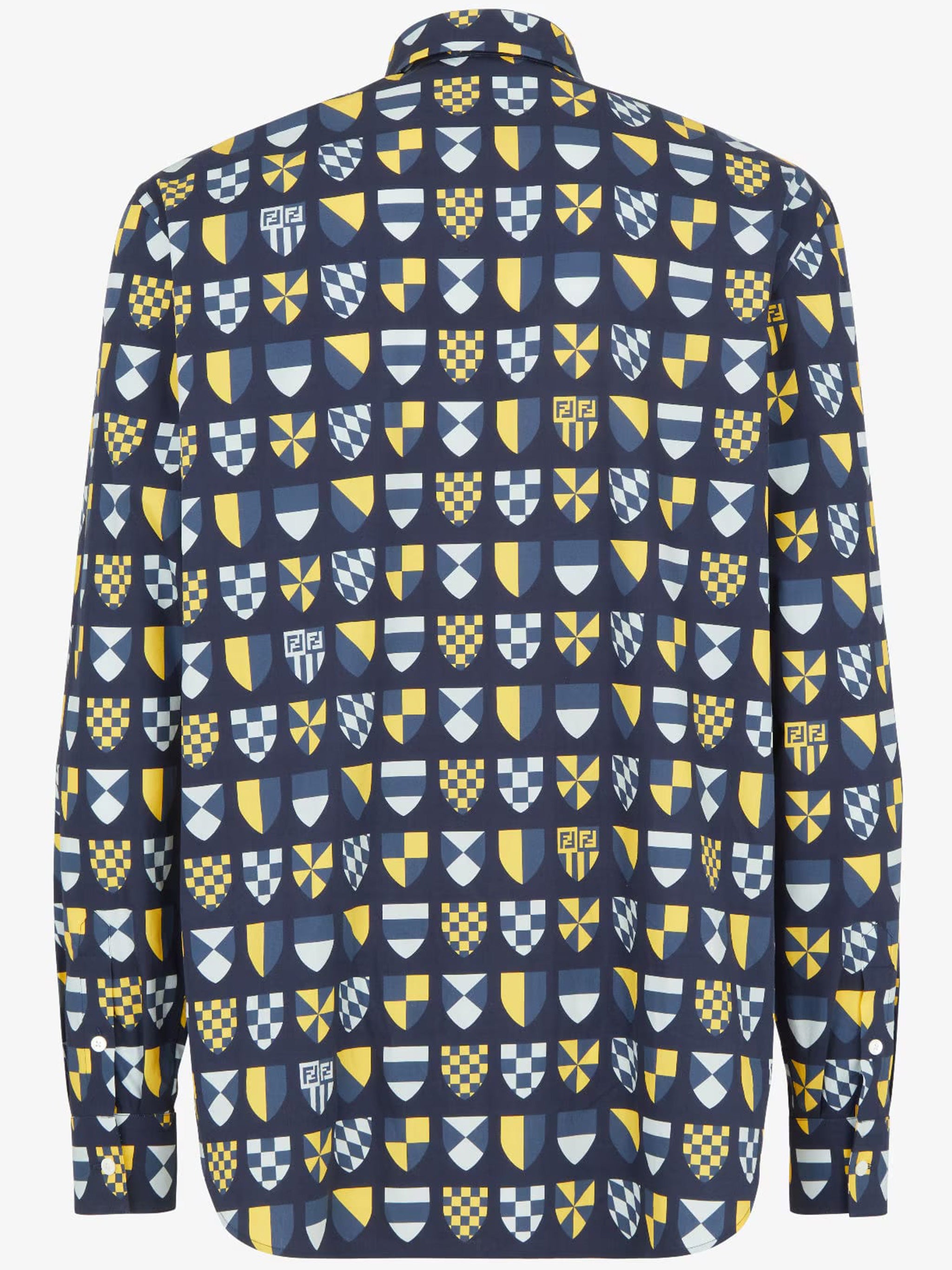 Deep Blue Geometric Shield Pattern Shirt