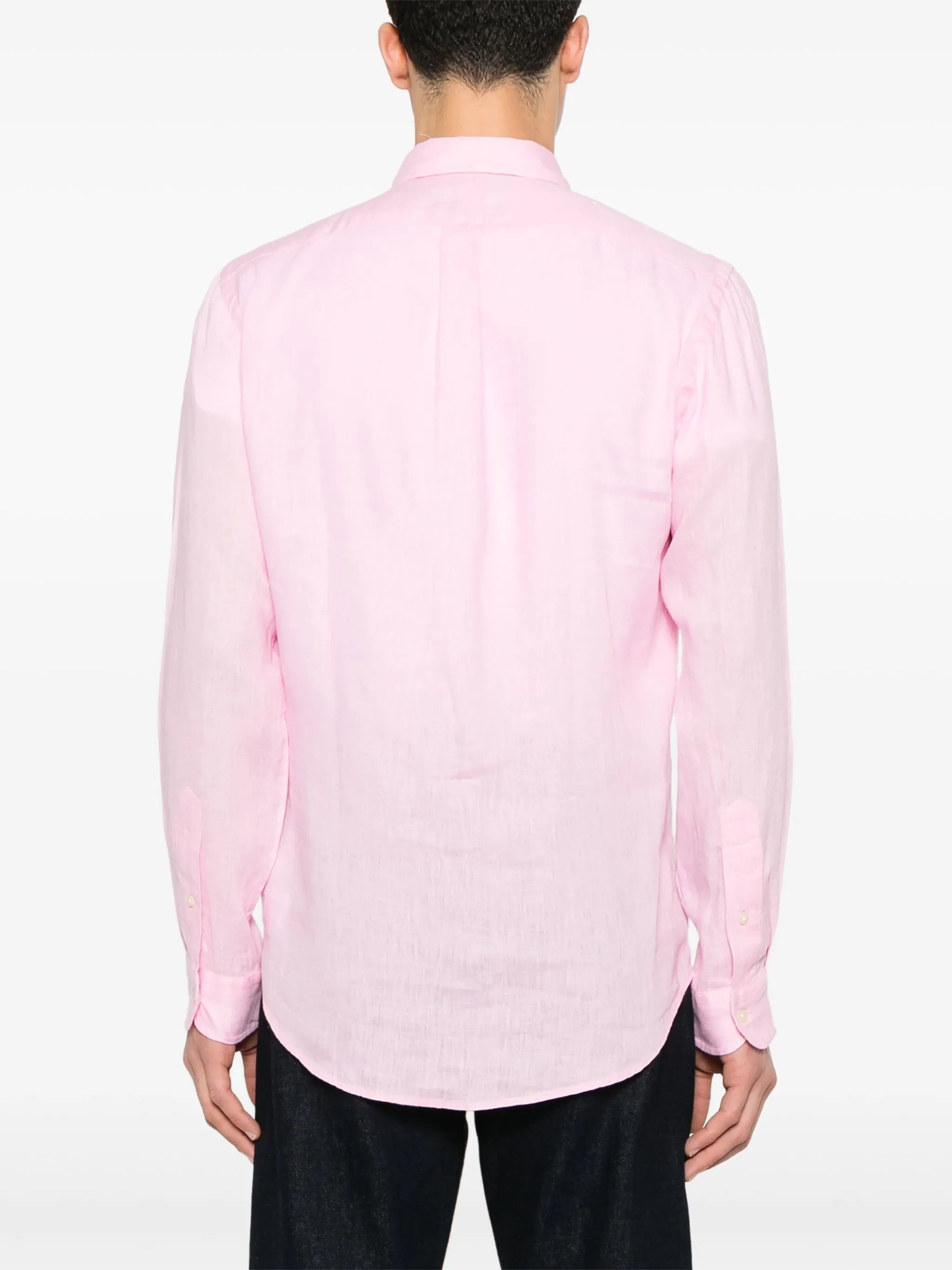 Pink Sport Shirt Long-Sleeve Linen Shirt