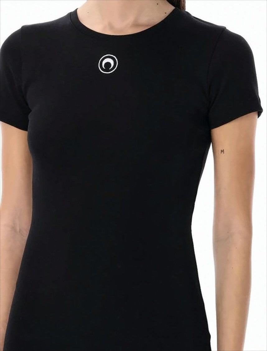 Fitted Mini Dress with Round Neckline
