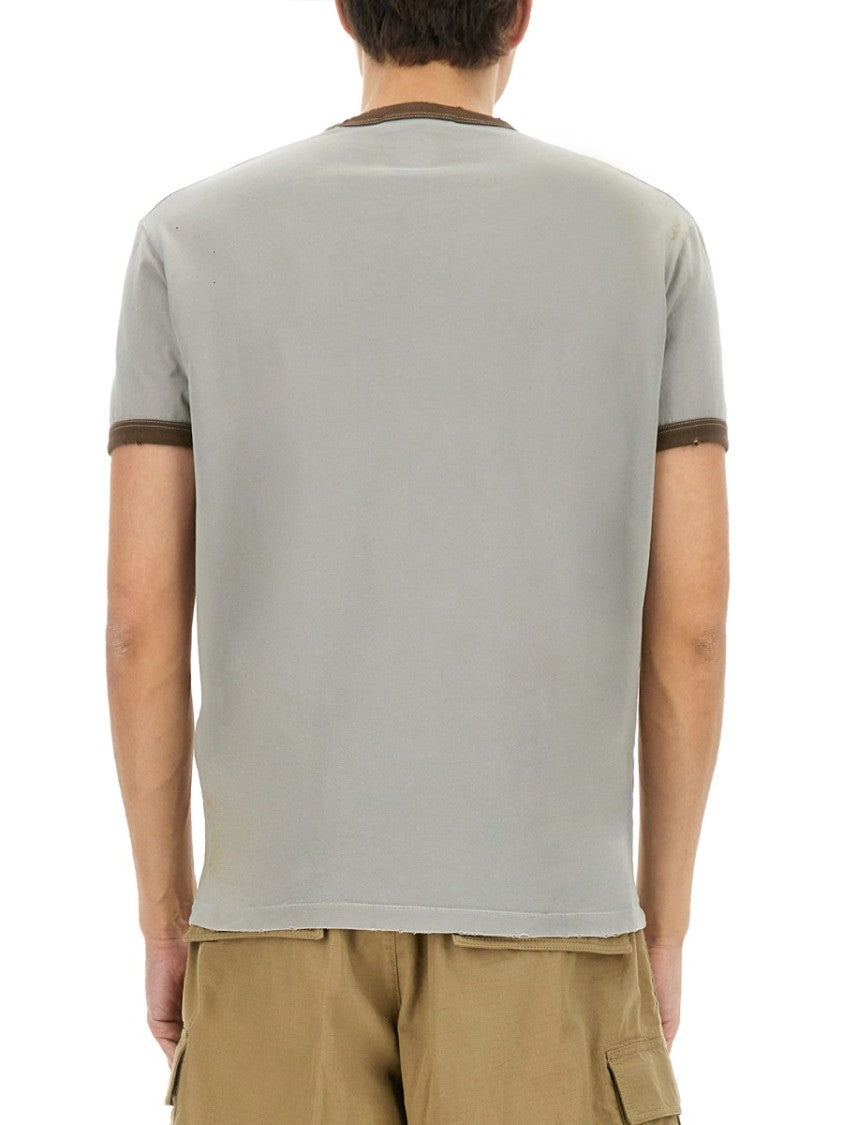 Vintage Print Relaxed-Fit T-Shirt With Contrasting Trim
