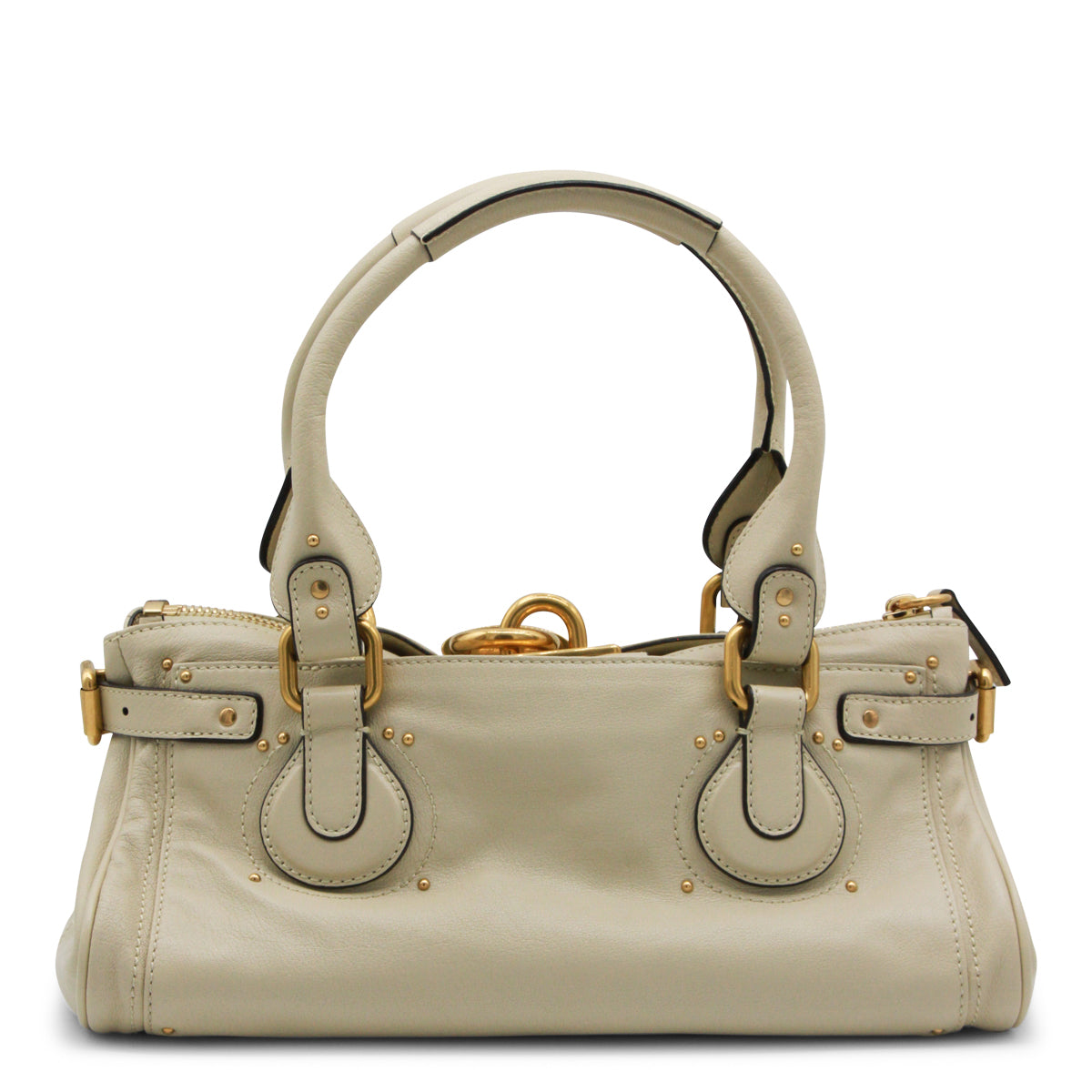 Light Beige Leather Paddington Top Handle Bag