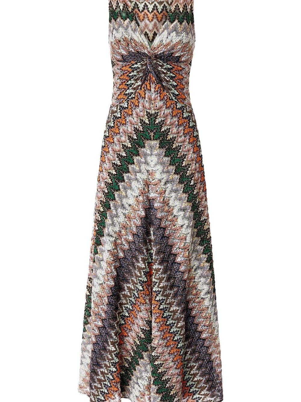 Multicolor Zigzag Knit Midi Dress
