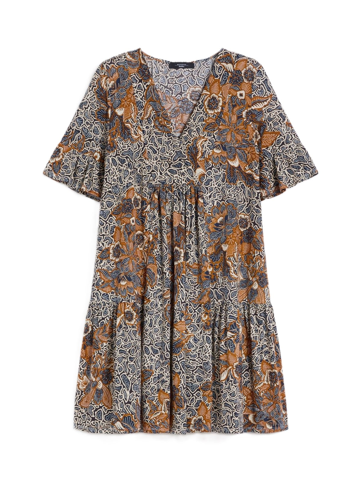 V-Neck Mini Dress with Flared Sleeves