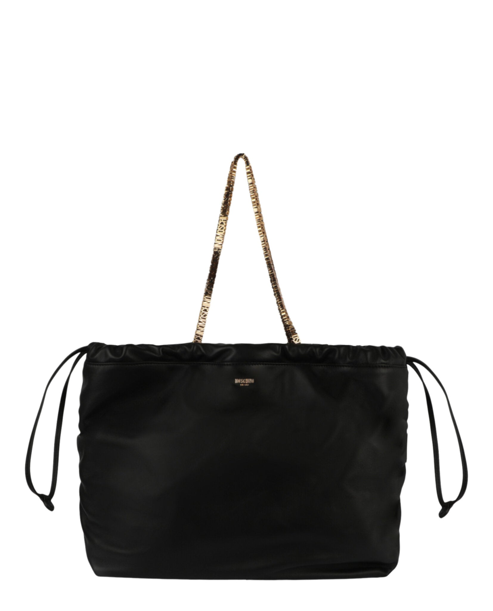 Drawstring Lettering Chain Shoulder Bag