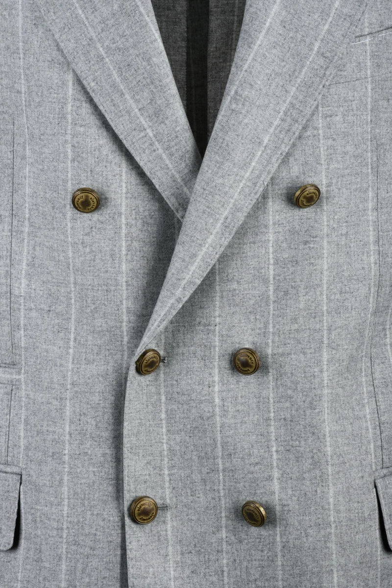 Double-Breasted Jacket Wool Silk Cashmere - Grey