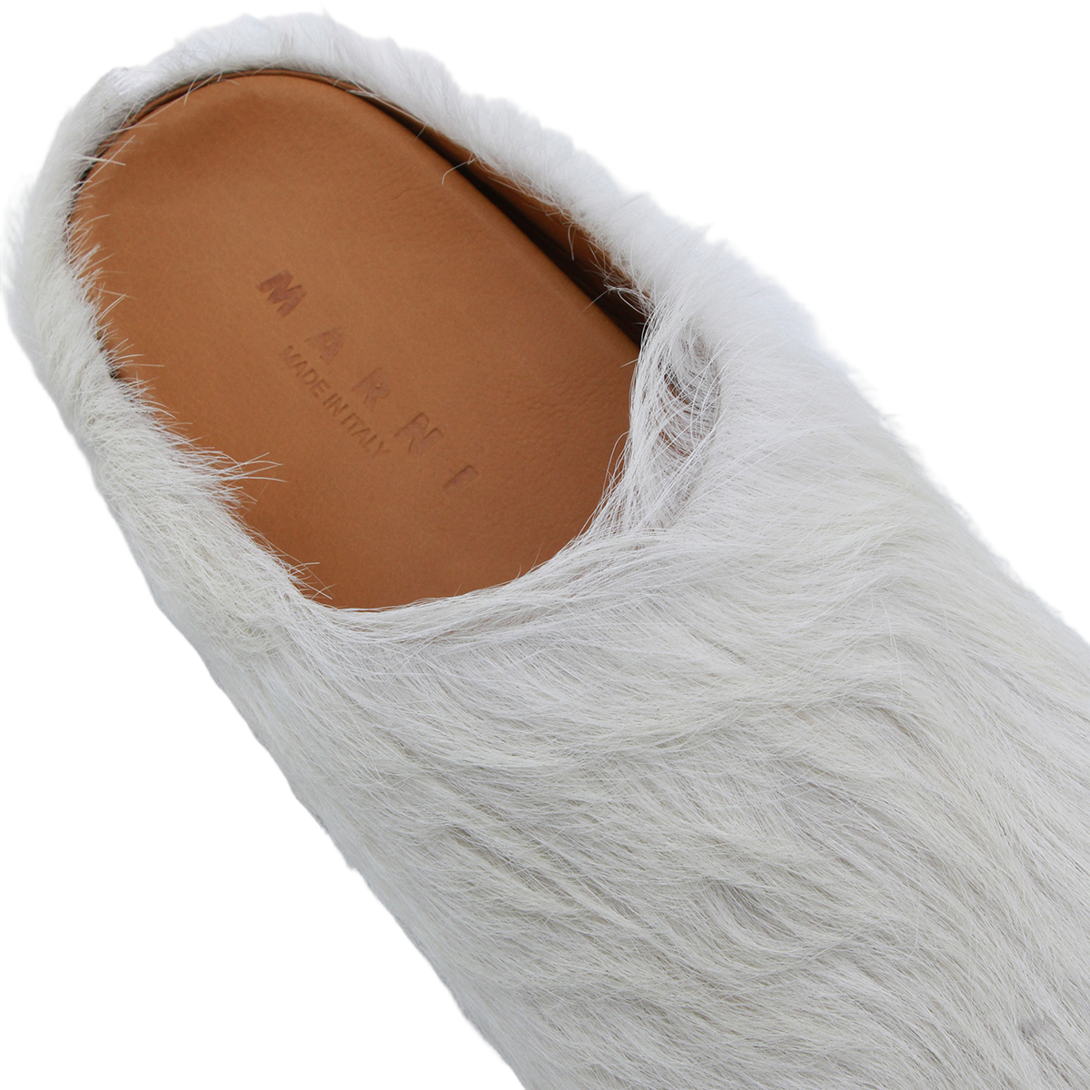 White Faux Fur Slip-On Sandals
