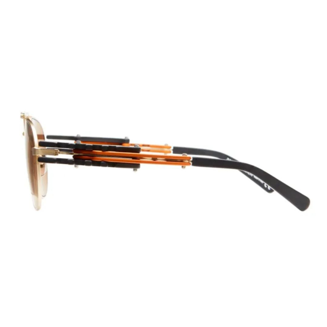 O20 Aviator Sunglasses with Gold-tone Frames and Amber-tinted Lenses