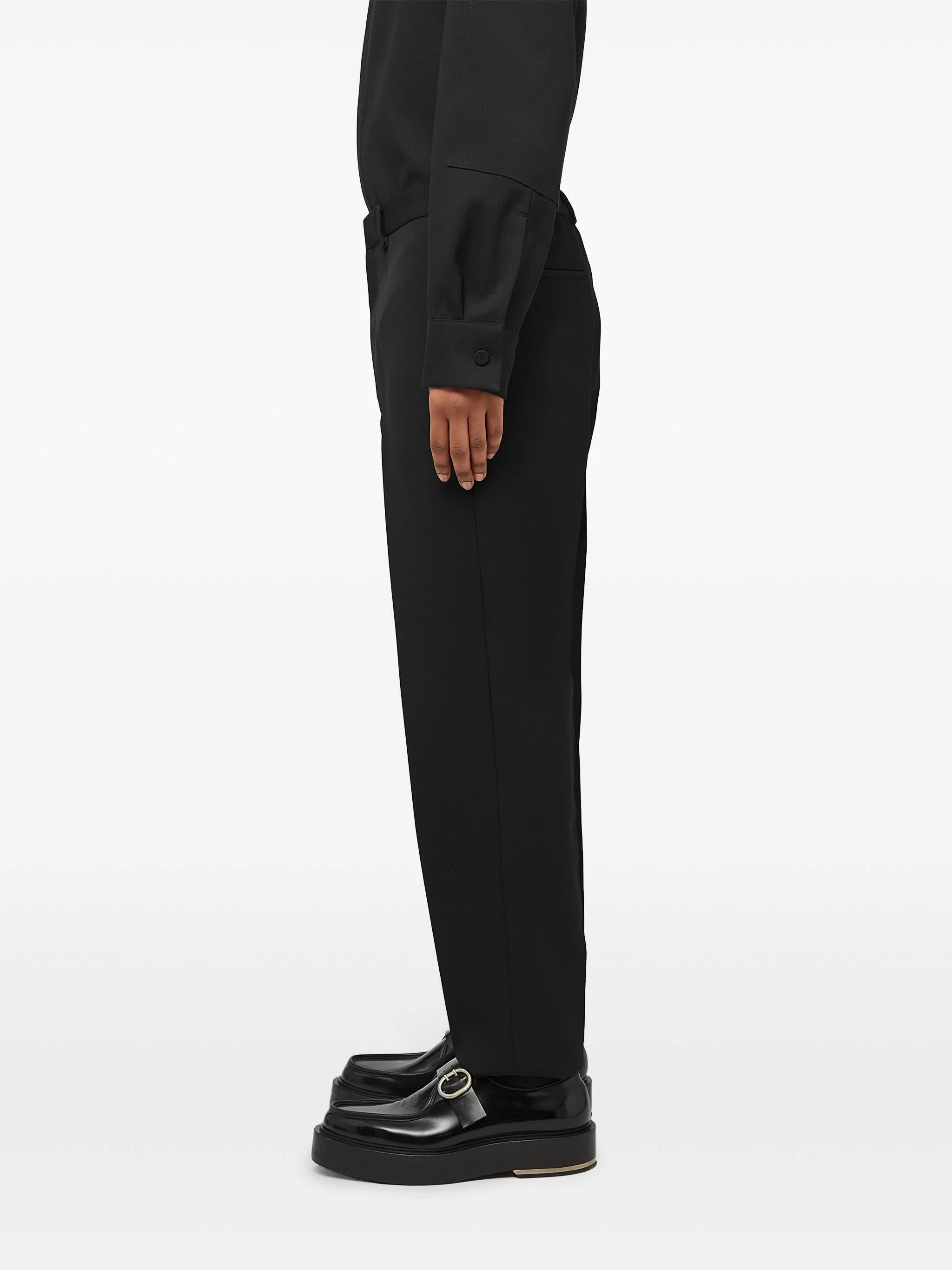 Black Tapered Wool Gabardine Trousers