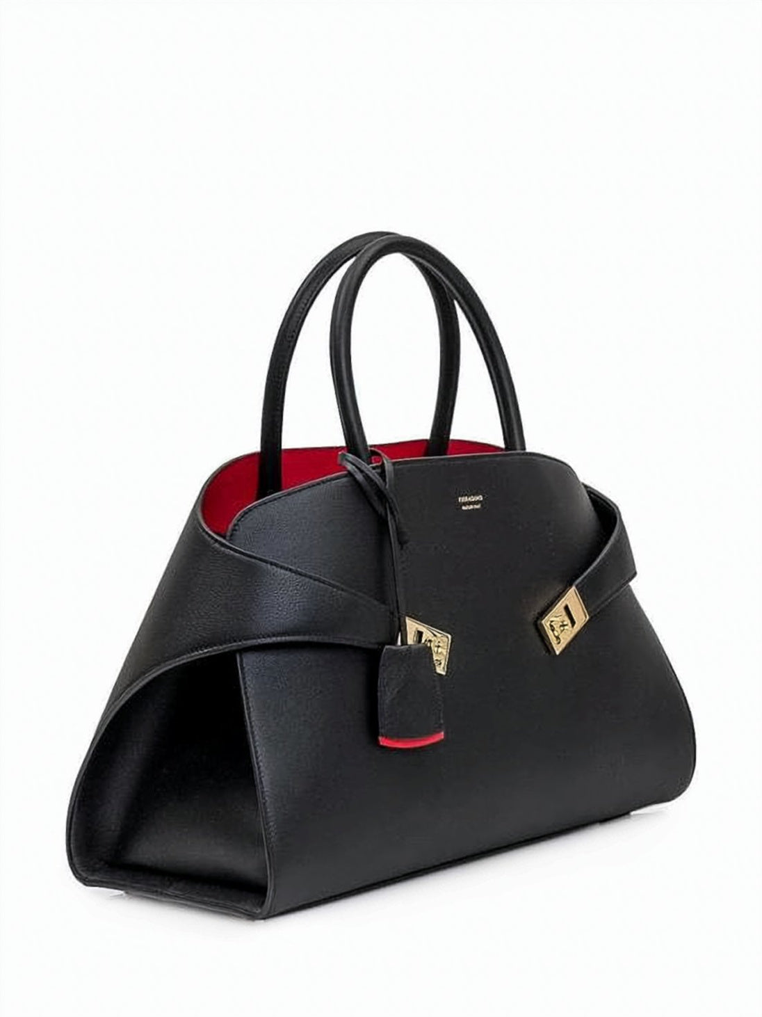 Structured Calf Leather Shoulder Bag