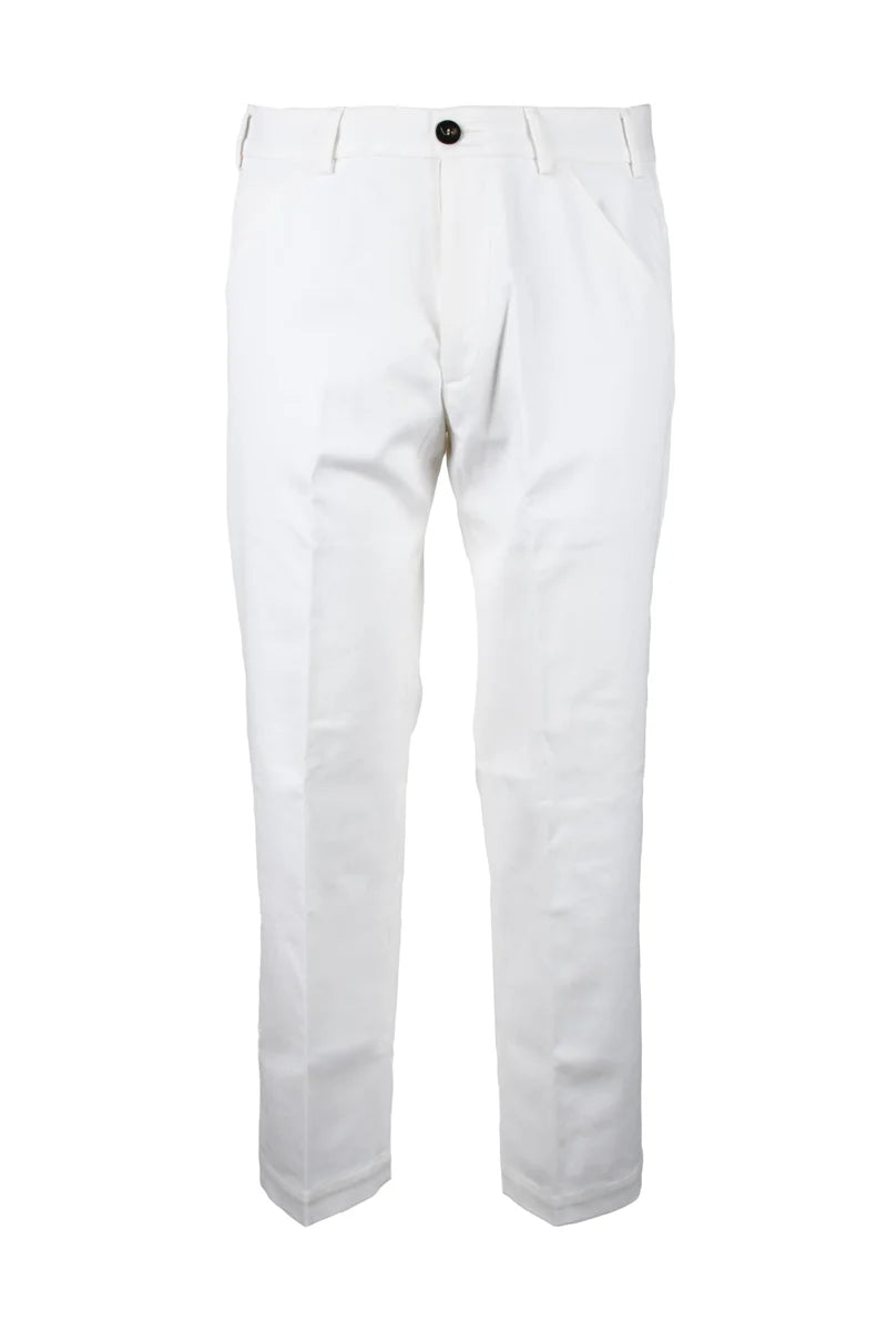 Tailored White Trousers with Classic Waistband