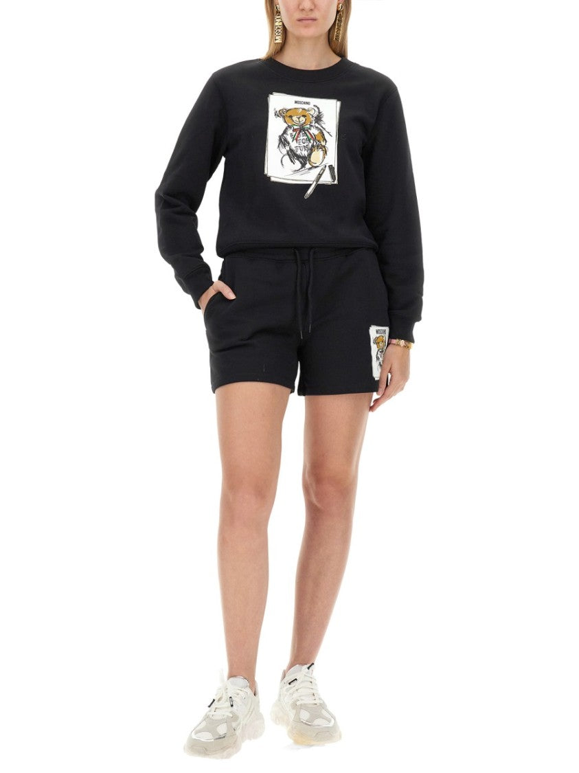 Cotton Sweatshirt Shorts With Playful Graphic