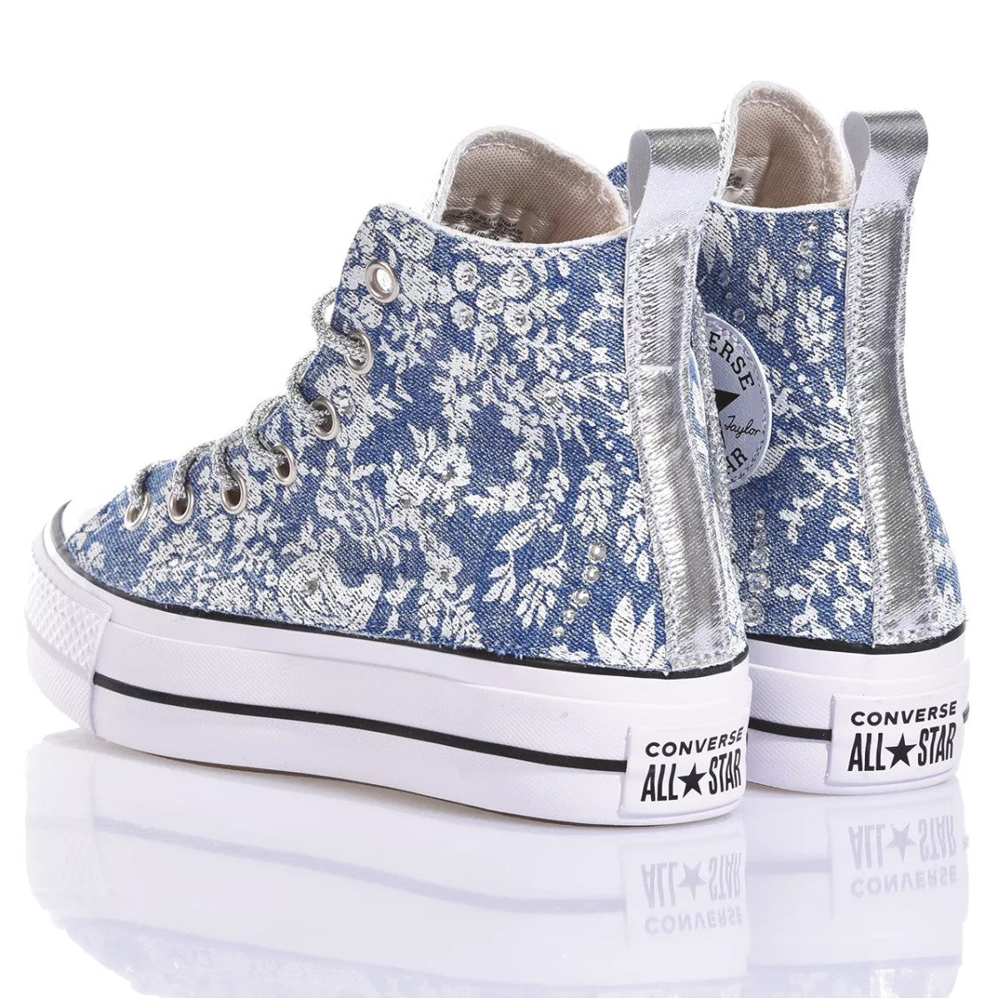 Platform Sneakers In Silver Light Blue