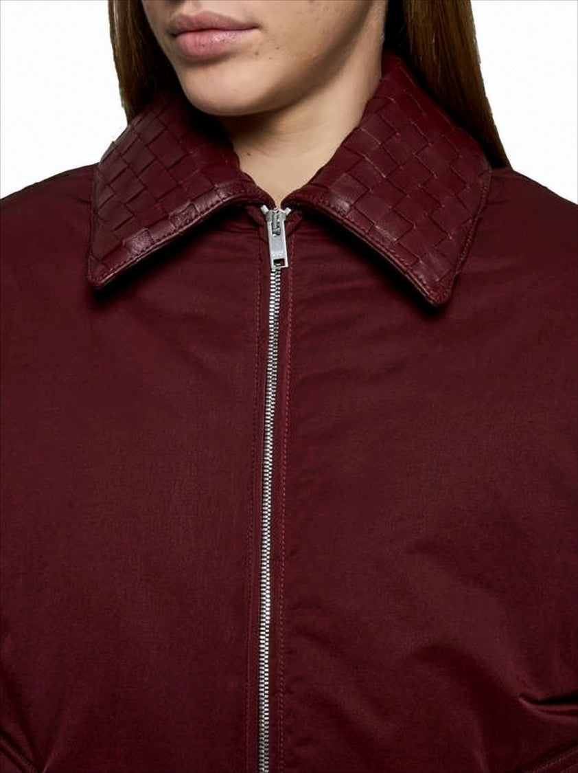 Boxy Cropped Jacket with Woven Textured Collar