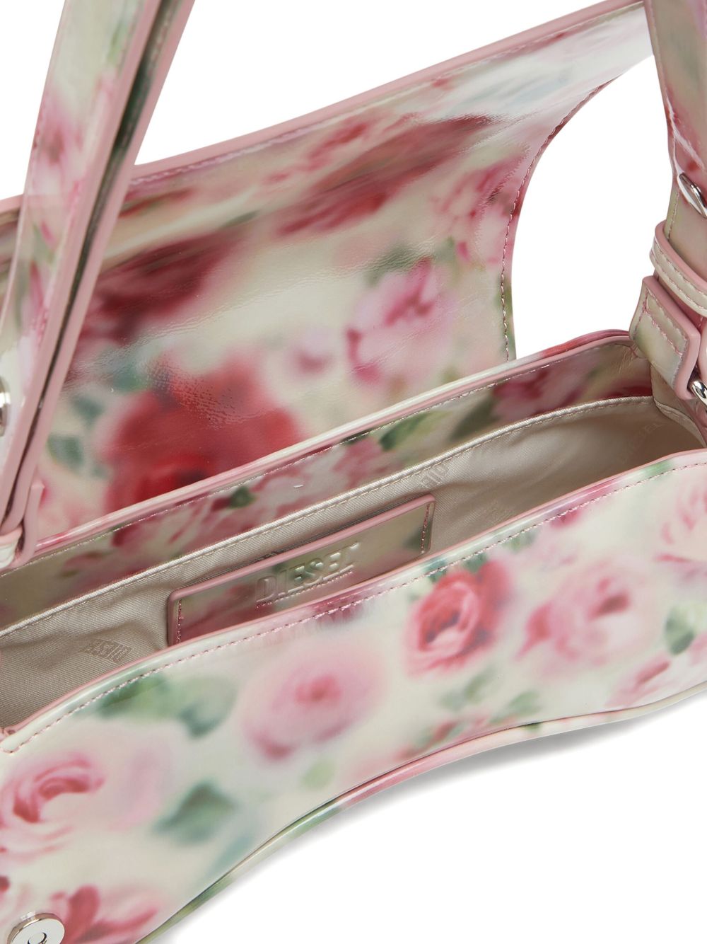 Floral Print Curved Silhouette Handbag