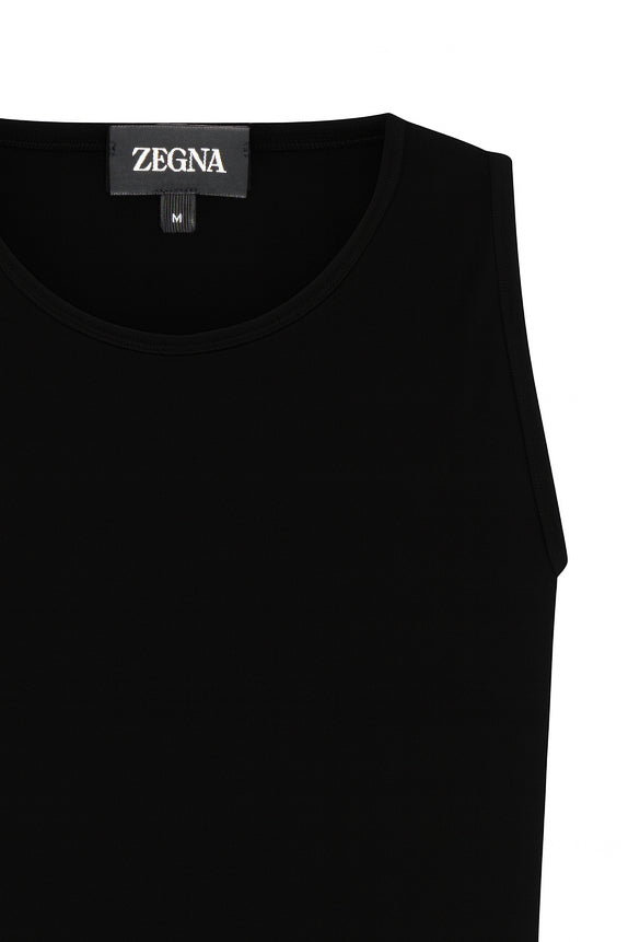 Relaxed Fit Black Cotton-Modal Top