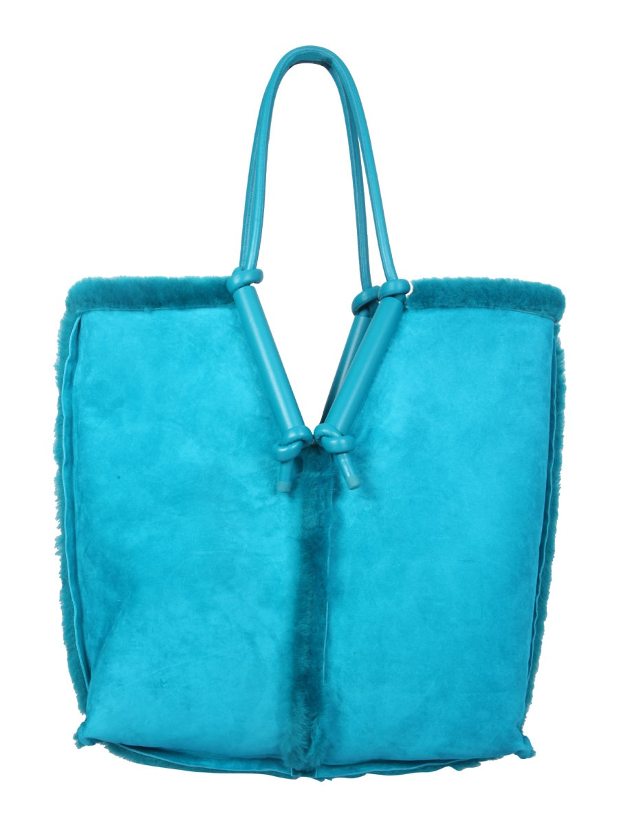 Unique Removable Double Handle Sherling Tote Bag