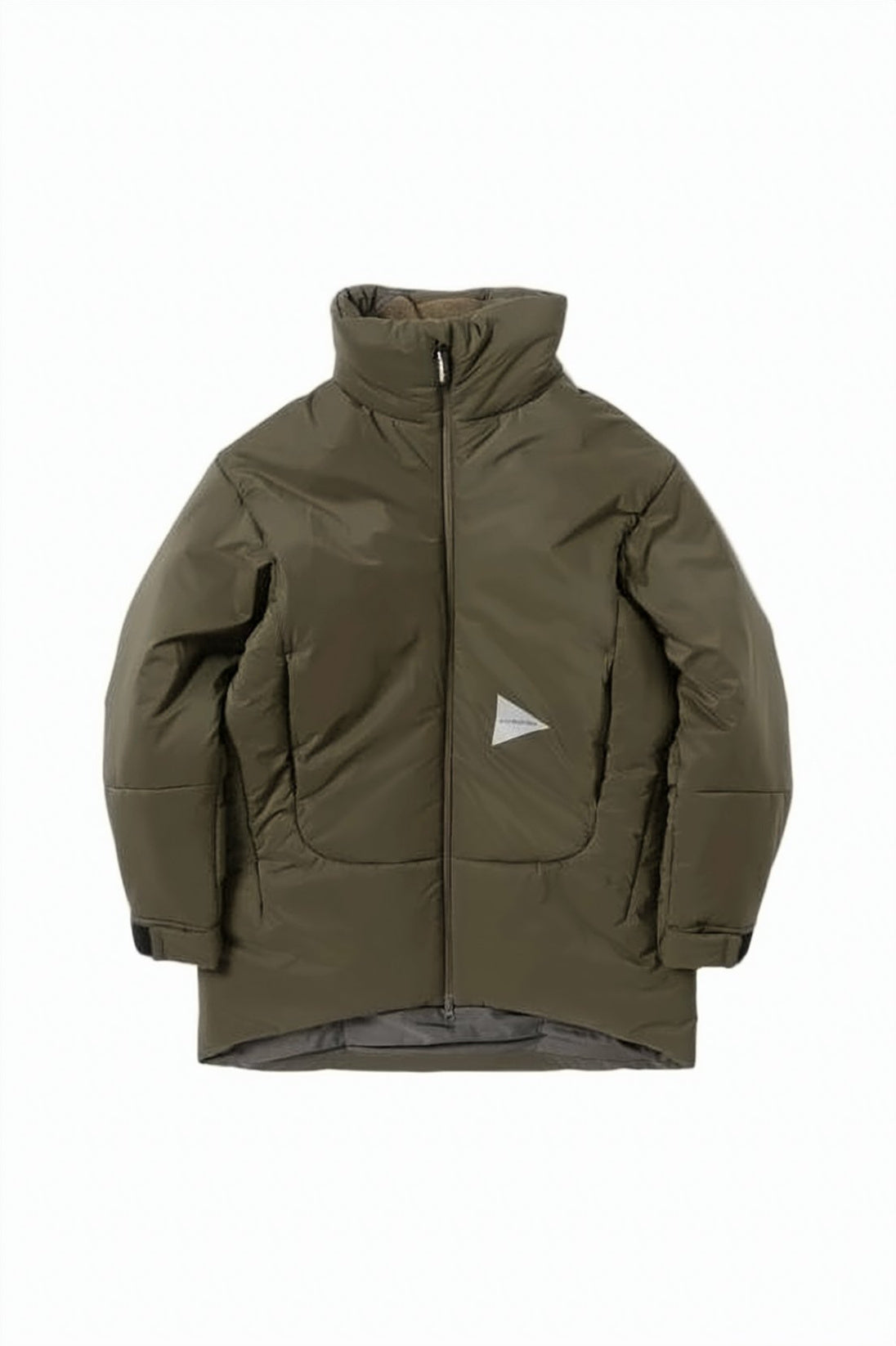 Structured Brown Padded Jacket with High Collar and Reflective Detail
