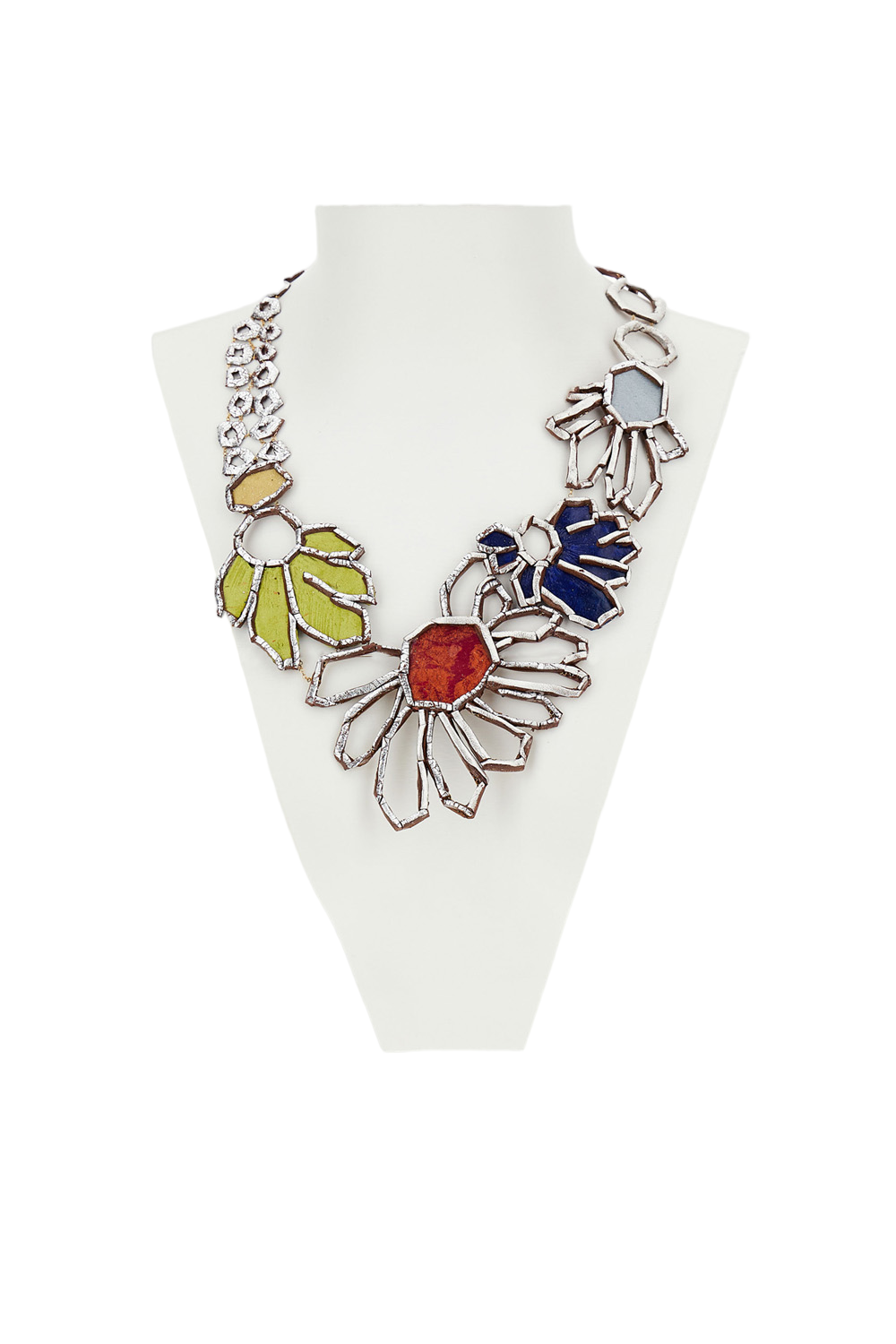 Handmade Necklace With Geometric Silver Accents