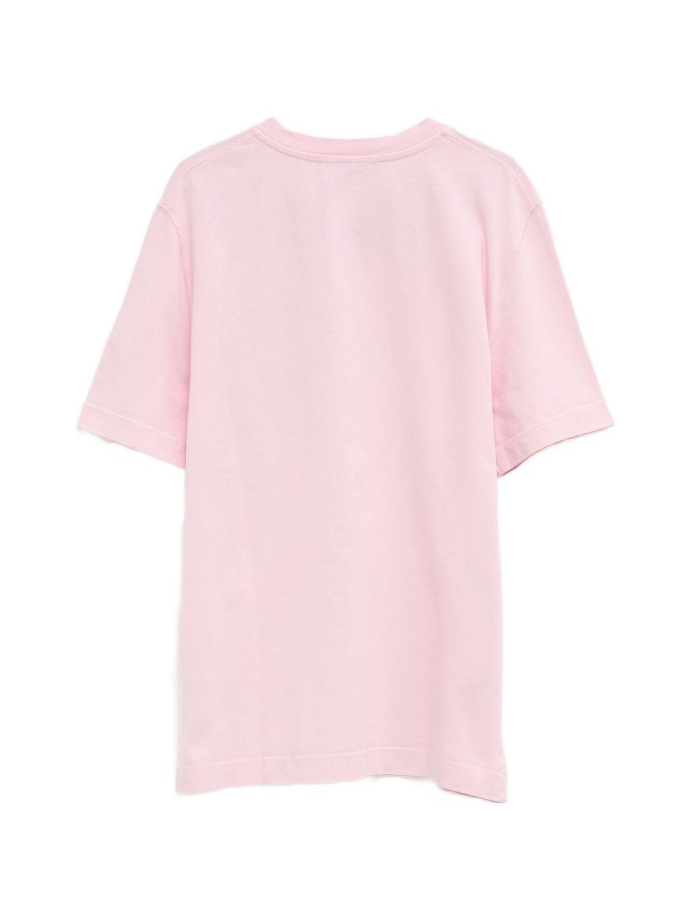 Soft Pink Crew Neck T-Shirt with Logo Patch