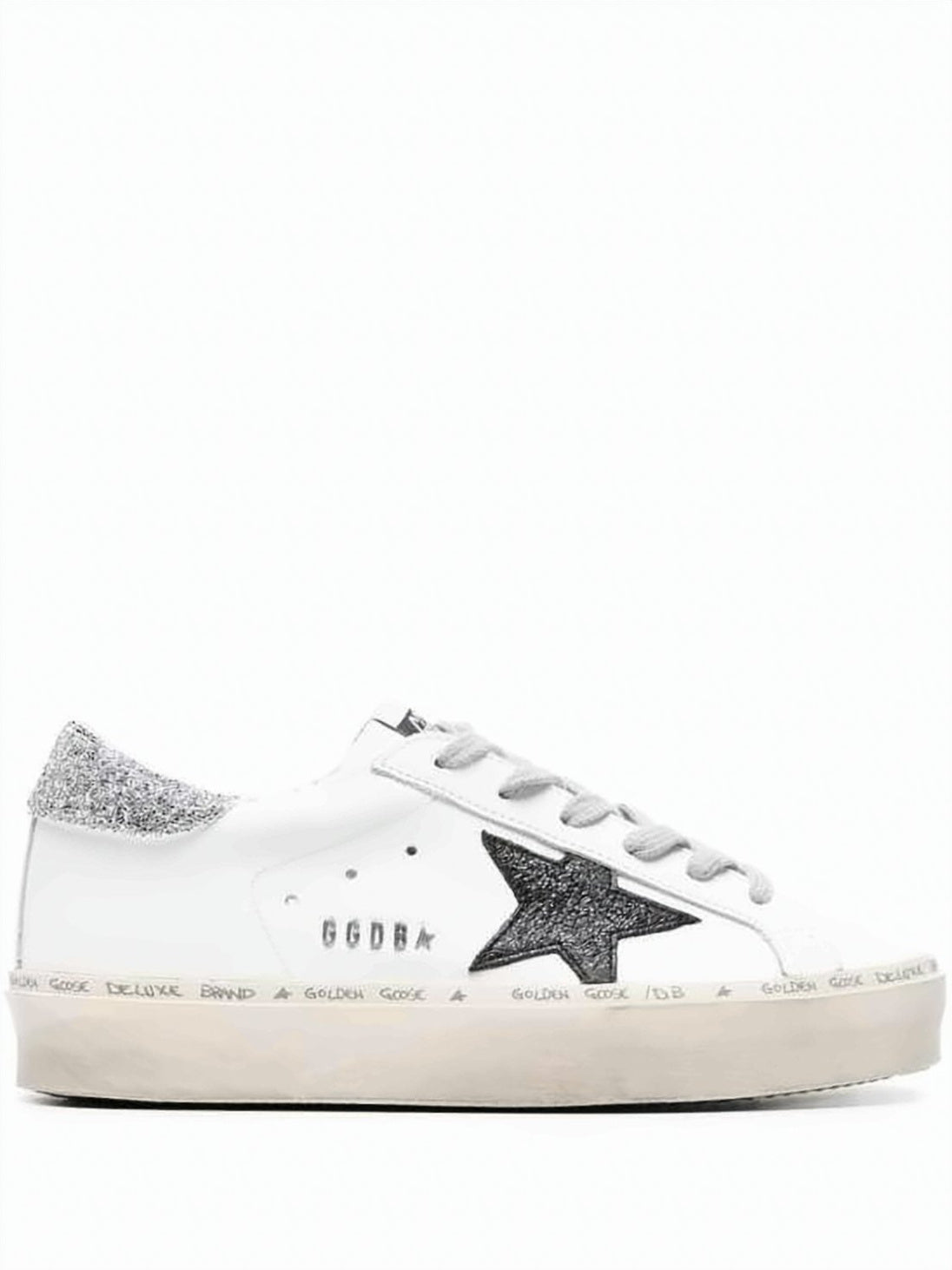 Low-Top Sneakers with Black Star Detail and Glitter Accents