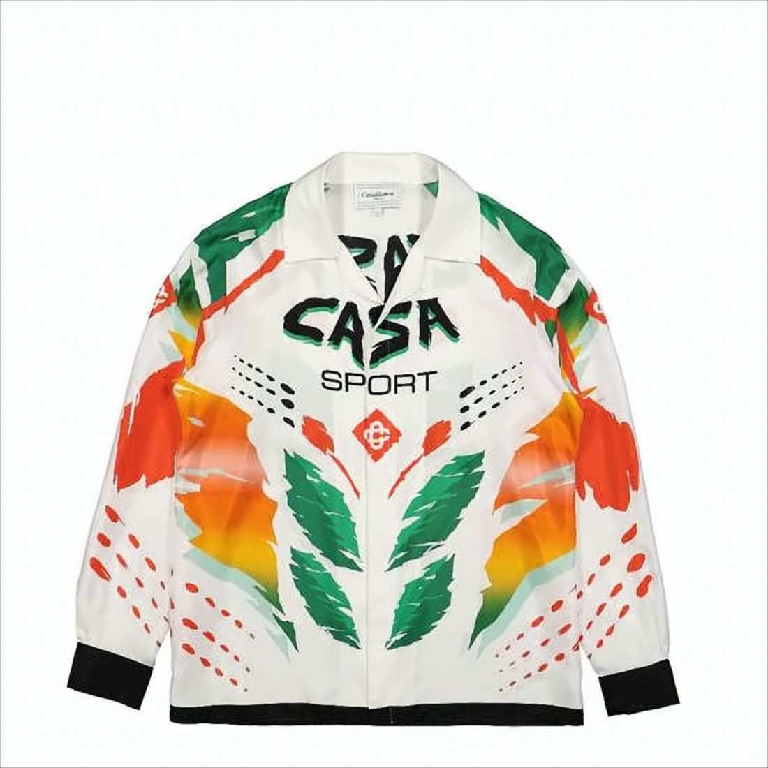 Long-Sleeve Silk Shirt with Abstract Print