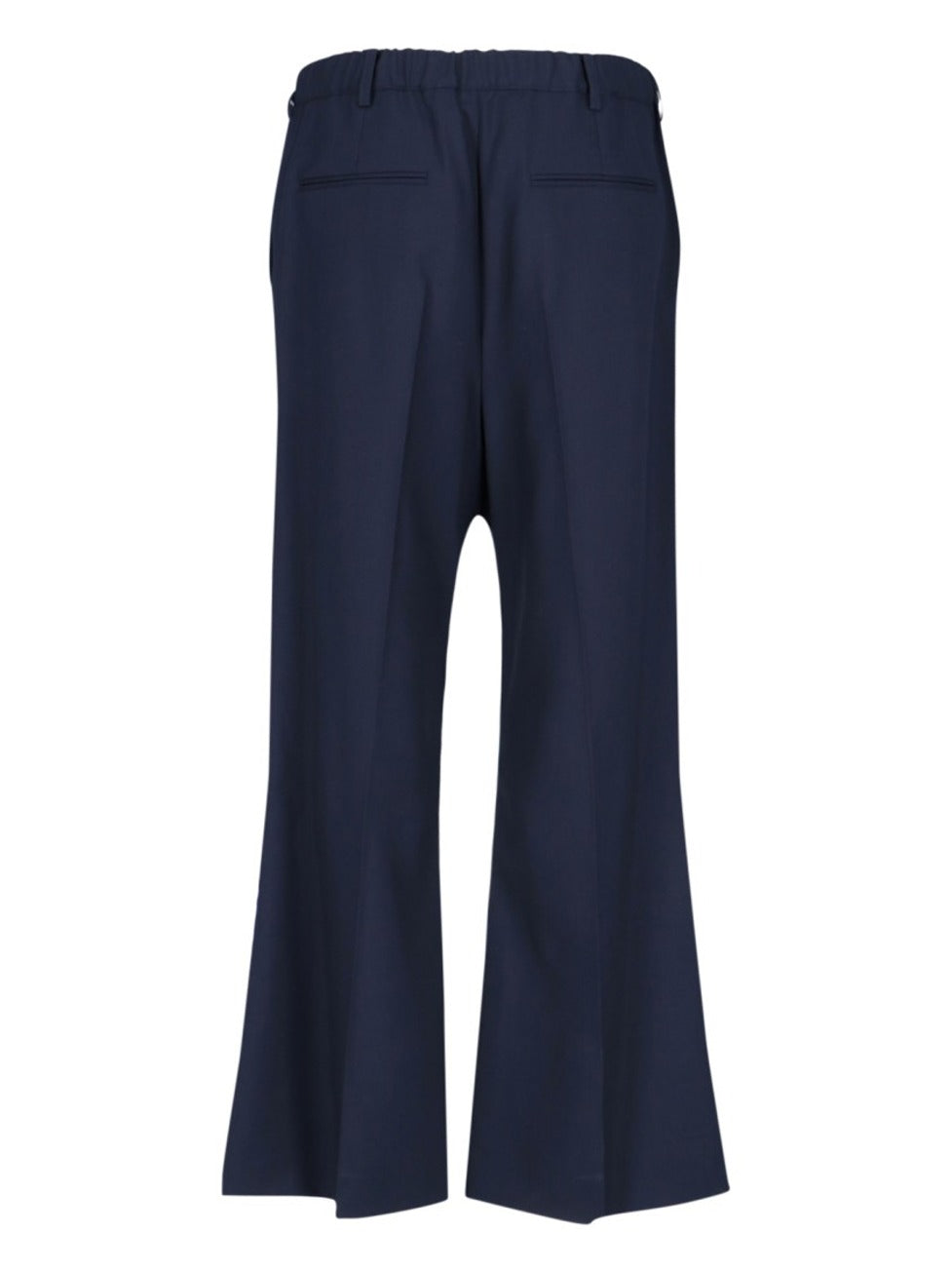 Navy Wool Bootcut Pants