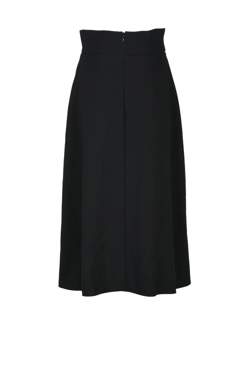Flared Midi Skirt - Black