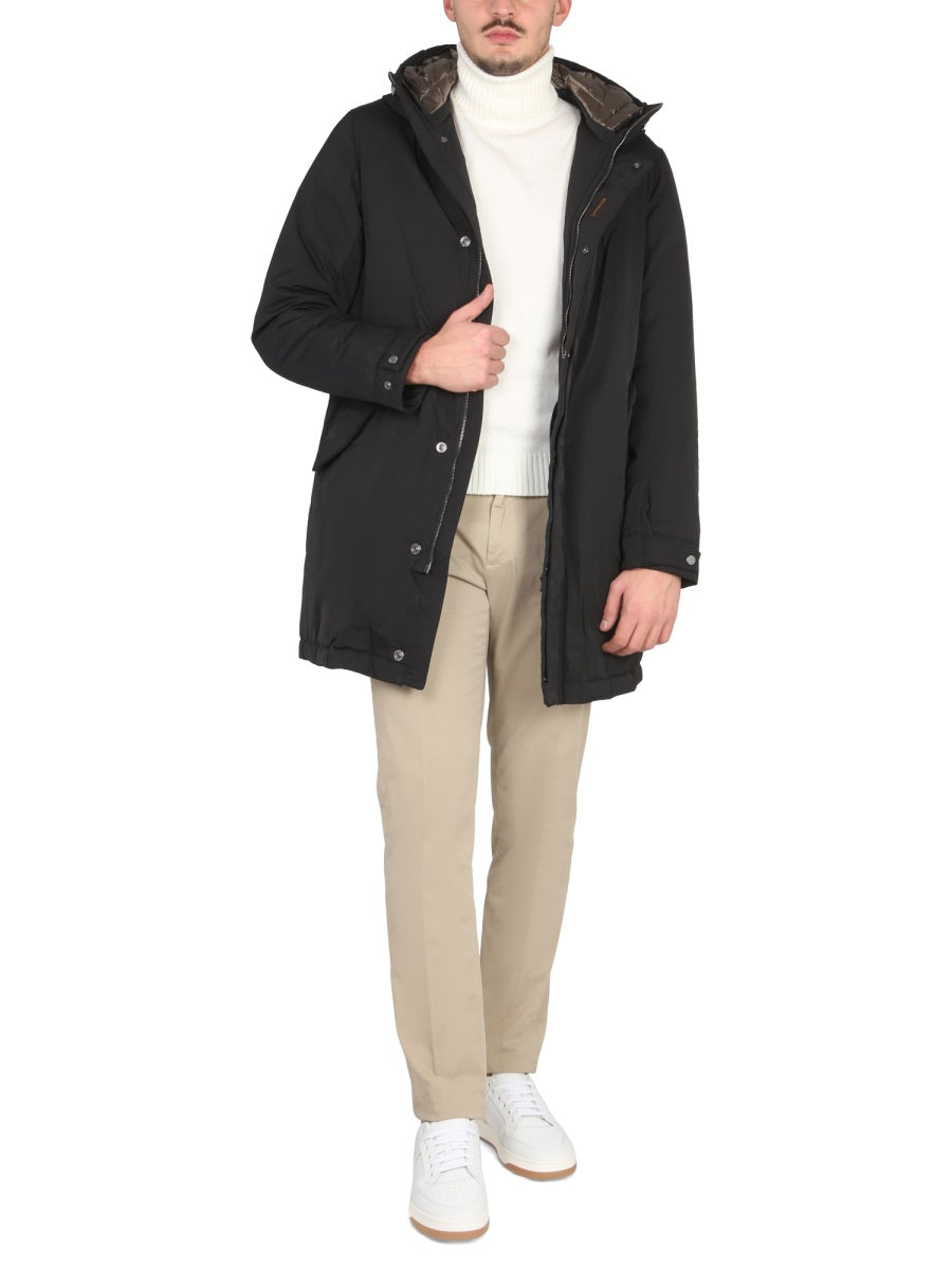 High Neck Jacket With Concealed Zipper And Adjustable Cuffs