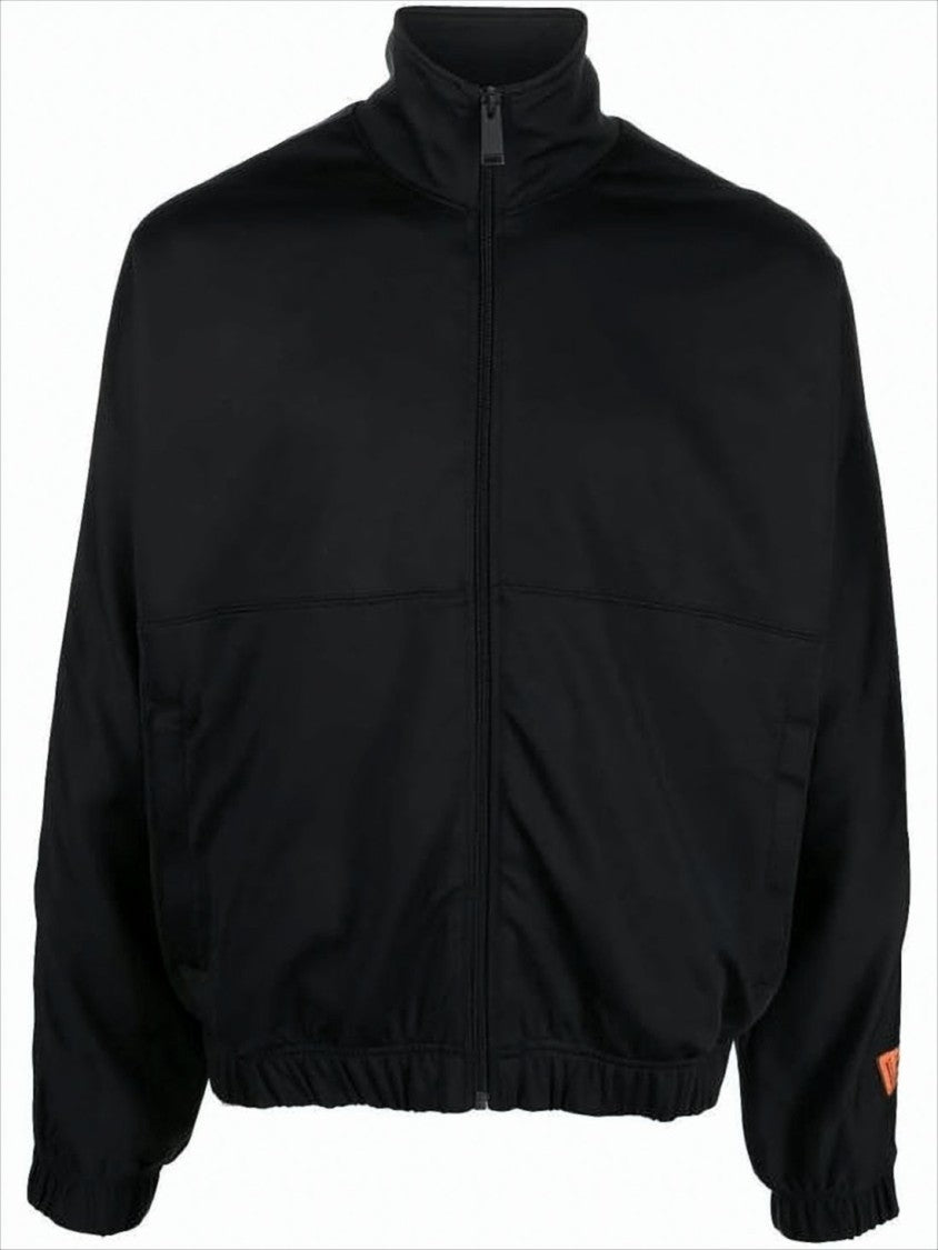 Boxy Black Jacket With High Collar And Zipper Closure
