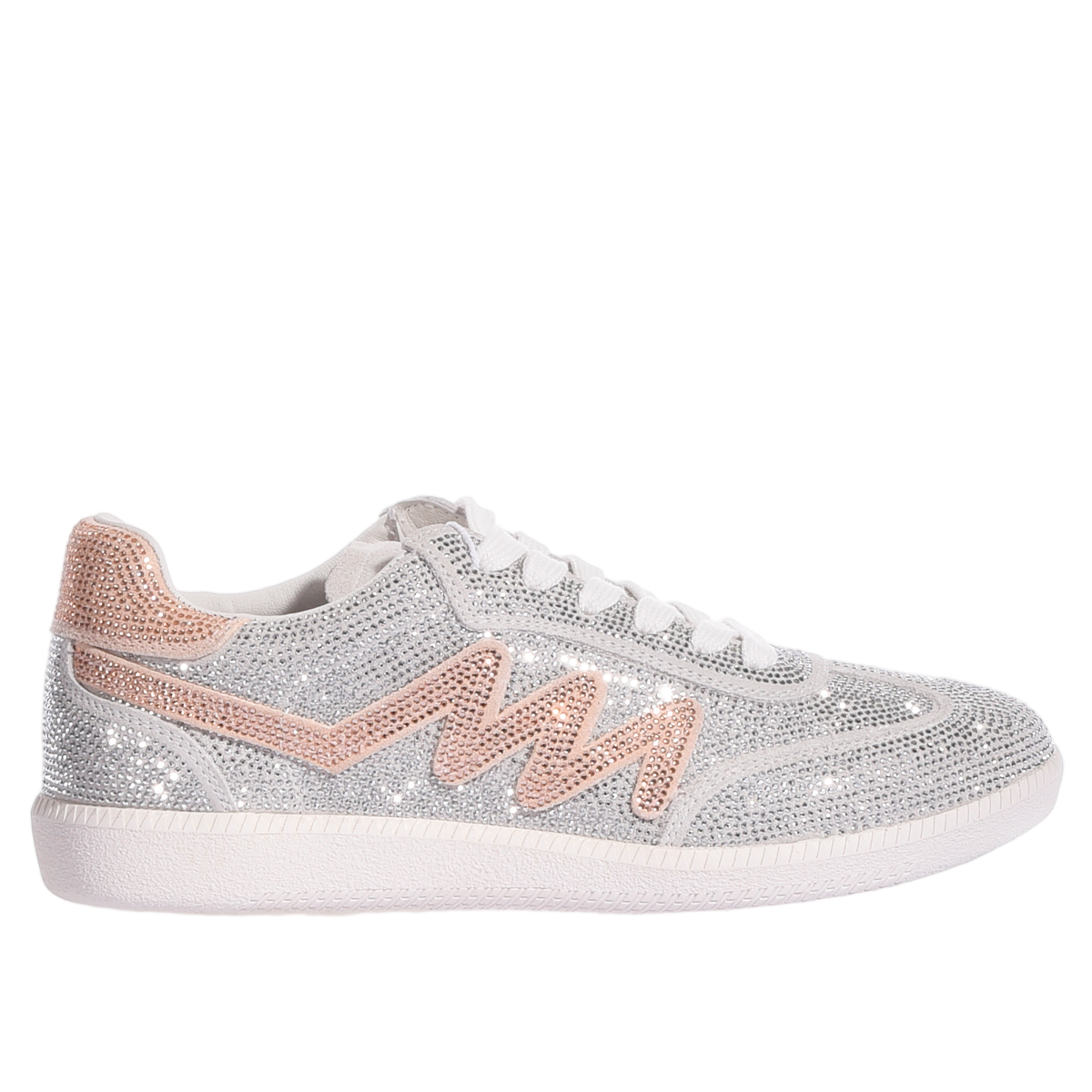 Imperial Rose Sneakers with Silver Rhinestones