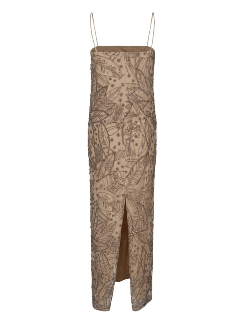 Beaded Net Dress – Brown